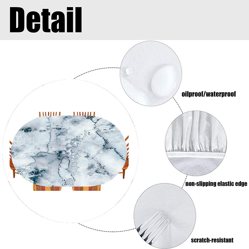 Elegant Marble Oval Tablecloth for Indoor Dining & Outdoor Patio - Fits 48x72 Inch Table - Perfect for Dinner Parties, Weddings & Festive Gatherings