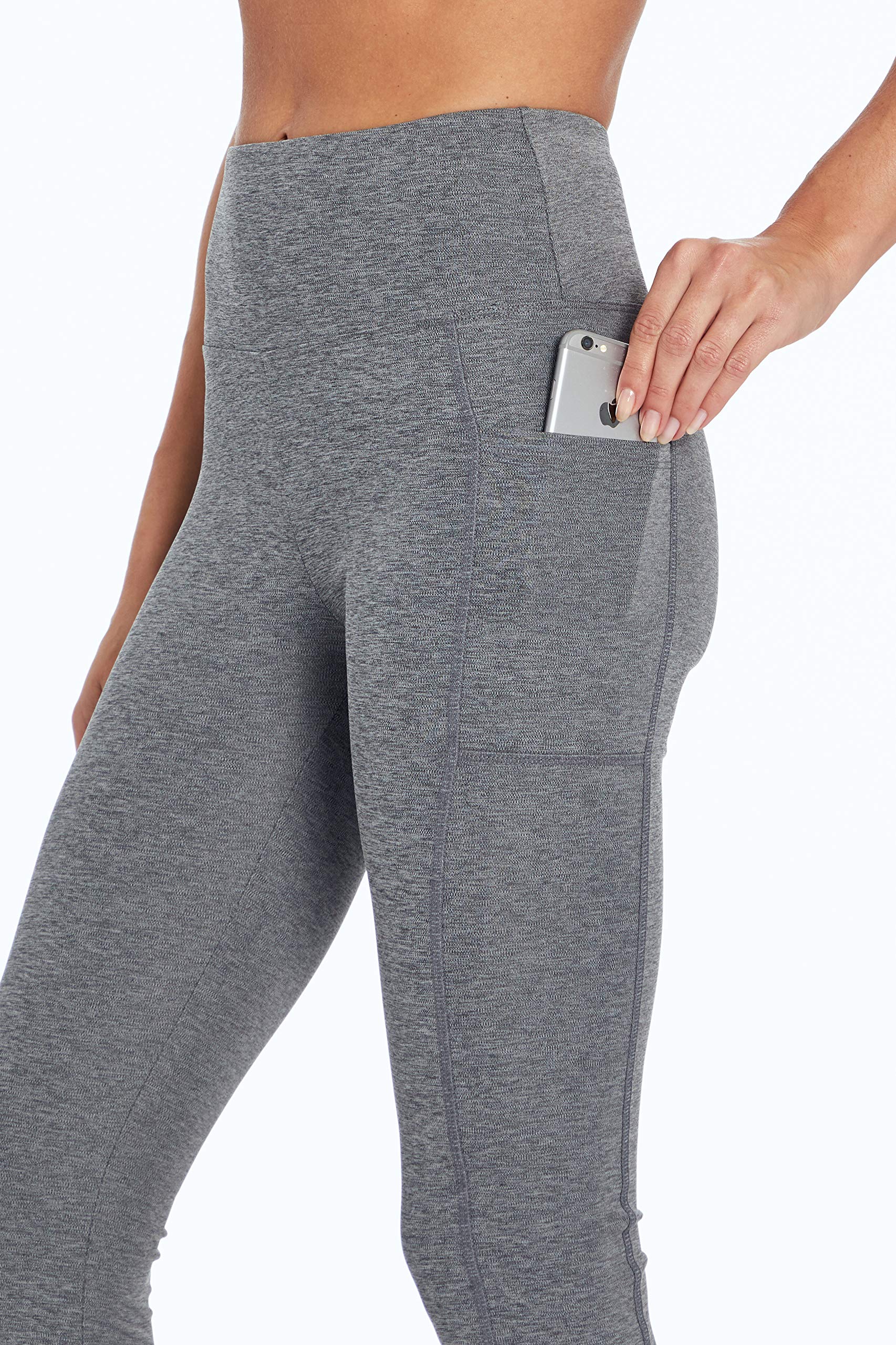 Bally Total Fitness Women's High Rise Side Pocket Ankle Leggings - Workout, Yoga & Running Athletic Pants for Active Lifestyle