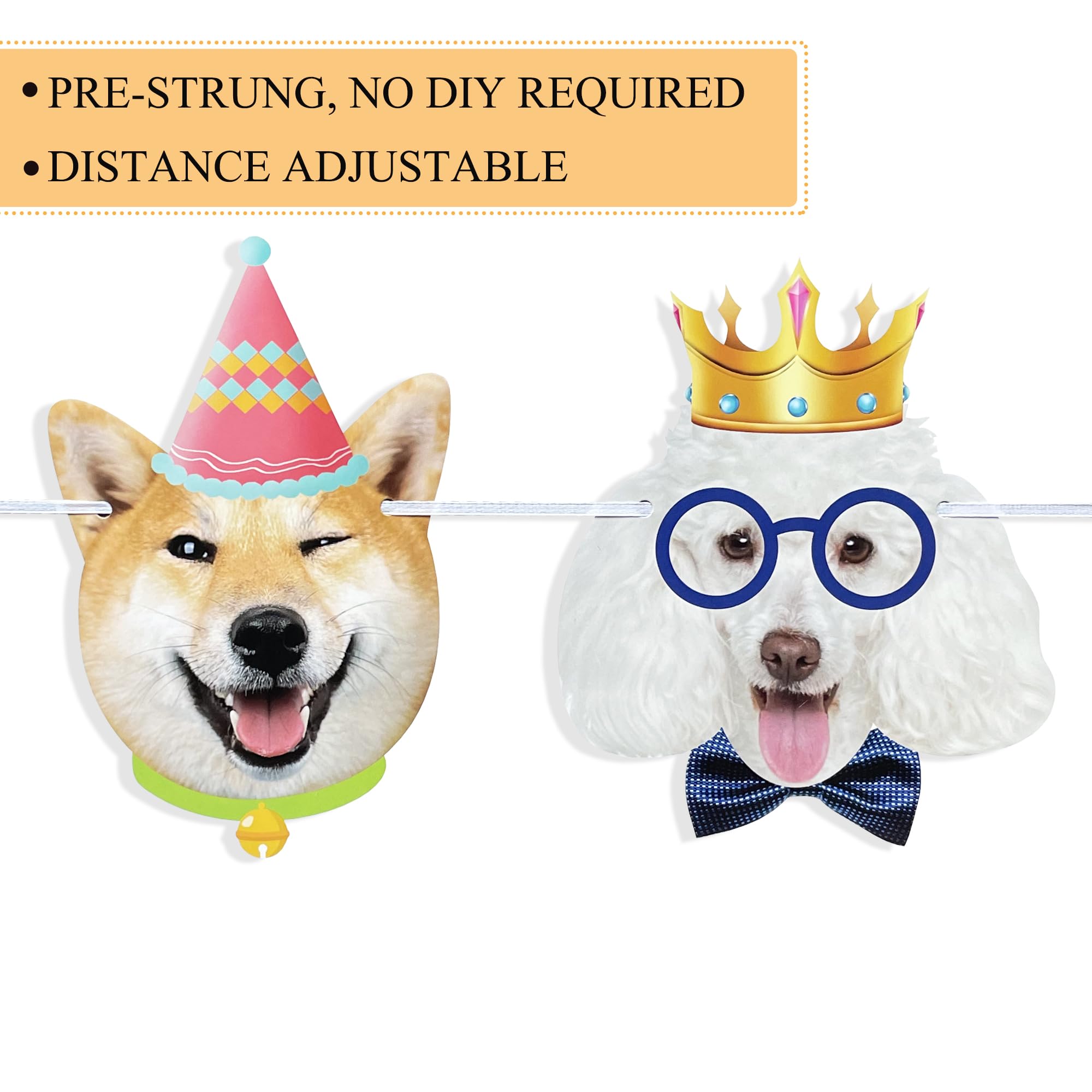 Uniwish Dog Face Banner Garland - Puppy Dog Birthday Party Decorations for Boys & Girls | Pet-Themed Hanging Decor for Dog Birthday Parties, Puppy Showers & Animal Lovers Celebrations