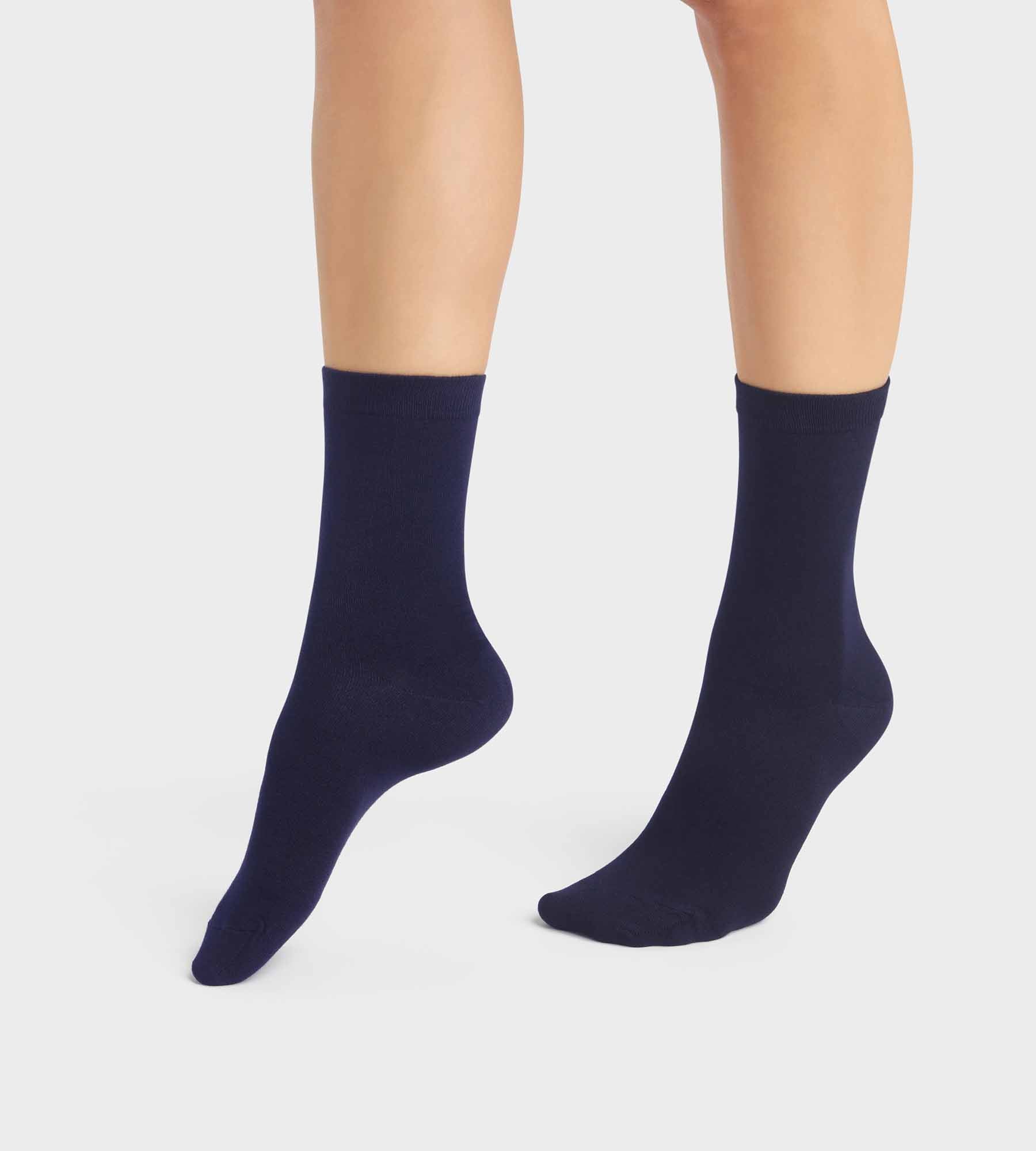 2 Pairs Women's Bamboo Viscose Socks Navy Blue - Soft & Breathable for Everyday Comfort, Yoga, and Relaxation at Home
