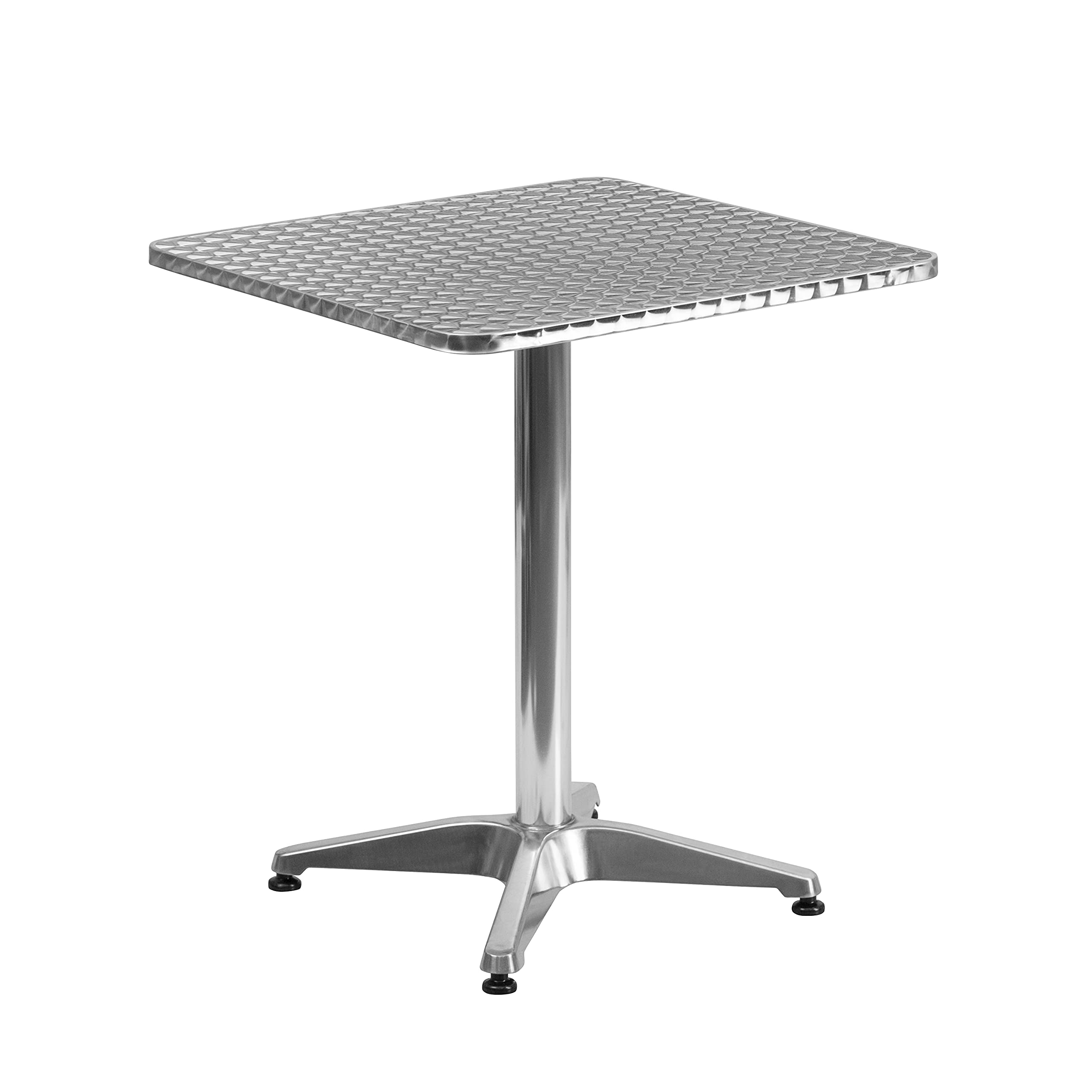 Flash Furniture 23.5'' Square Aluminum Patio Dining Table Set with 4 Dark Brown Wicker Chairs - Perfect for Outdoor Entertaining, Backyard BBQs & Poolside Gatherings