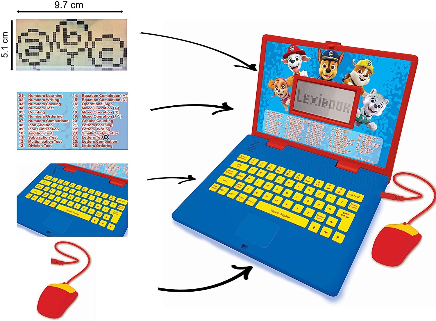 Paw Patrol Educational Laptop for Kids - 124 Learning Activities in English & French - STEM Toy for Early Childhood Development, Preschool Learning & Interactive Play