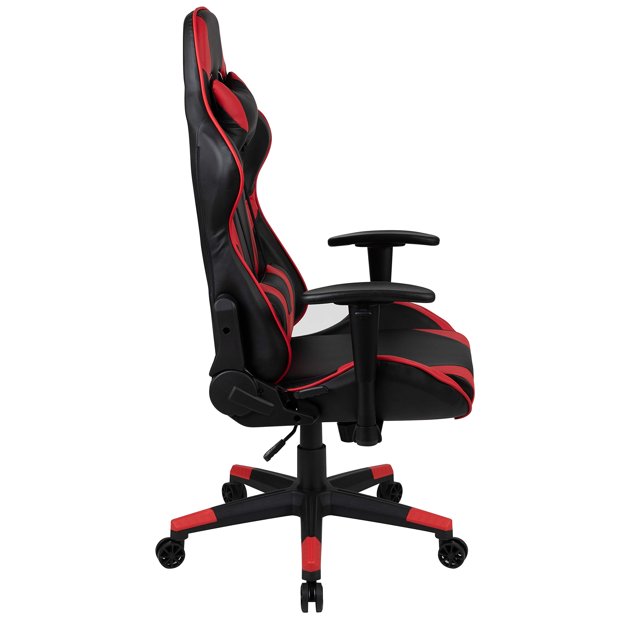 Flash Furniture X20 Ergonomic Racing Style Gaming Chair - Fully Reclining PU LeatherSoft with Lumbar Support Pillow, Adjustable Swivel Computer Desk Chair for Office & Home (Red/Black) - Perfect for Gamers, Streamers & Remote Workers
