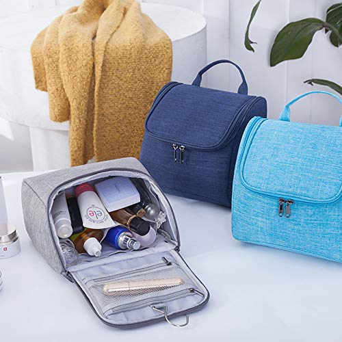 Waterproof Hanging Toiletry Bag for Travel - Large Cosmetic Organizer with Multiple Pockets for Makeup, Toiletries & Bathroom Essentials - Perfect Travel Toiletry Kit for Men & Women (Navy Blue) - Ideal for Business Trips, Vacations & Gym Use