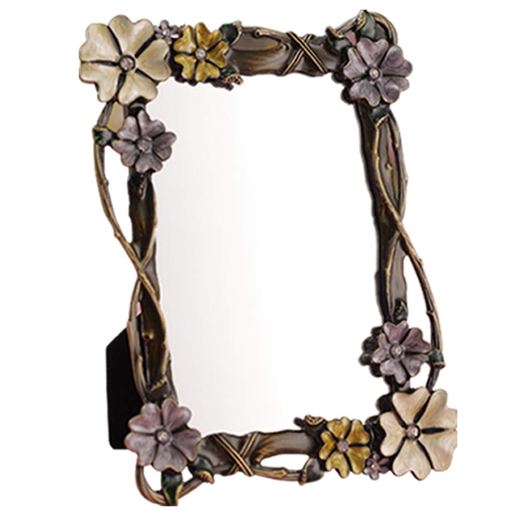 Vintage Metal Desktop Makeup Mirror - Single-Sided Vanity Mirror with HD Reflection for Dressing Table, Bedroom & Bathroom | Pastoral Style Princess Decor