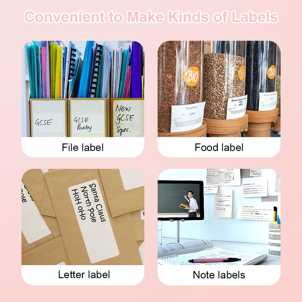 Mini Bluetooth Thermal Printer - Portable Wireless Sticker Maker with 3 Rolls Paper, Inkless Label Printer for Scrapbooking, Photos & DIY Crafts | Perfect for Home Organization, Gift Wrapping & Journaling (Pink)