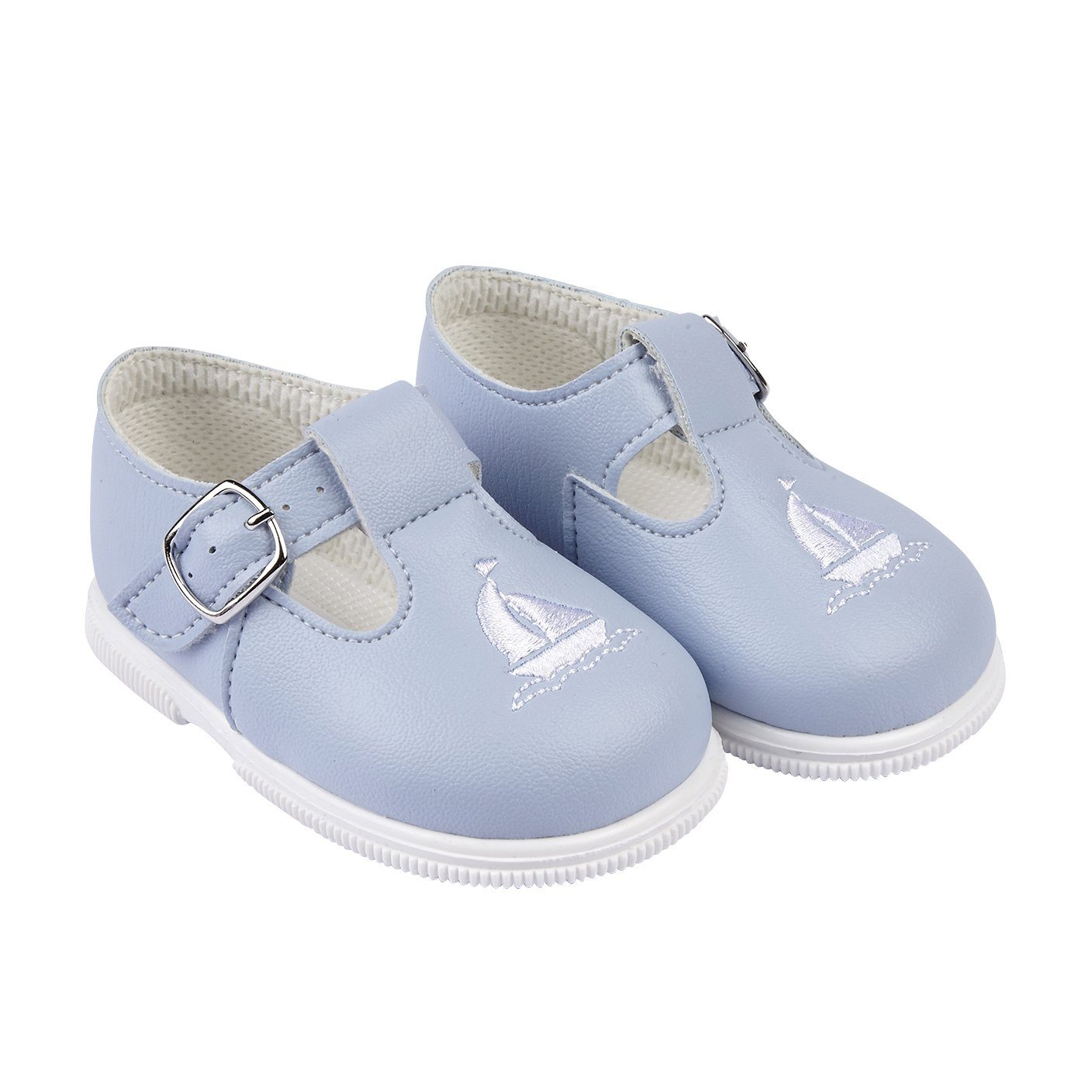 Blue Sailboat Hard Sole Shoes for Kids - Non-Slip Boat Shoes for Boys & Girls - Comfortable Toddler Sailing Shoes for Outdoor Play & Beach Activities
