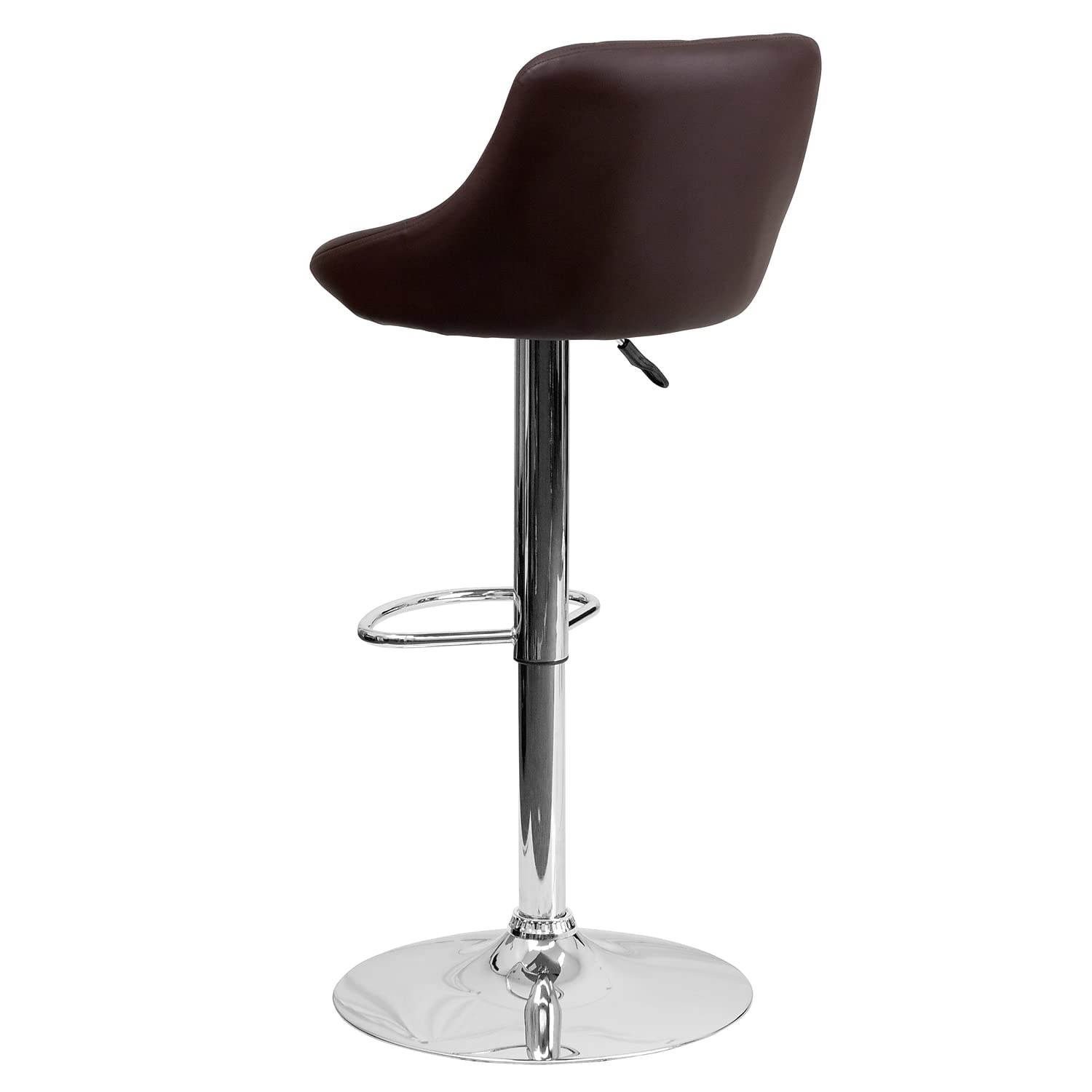 Flash Furniture Caldwell 2-Pack Adjustable Height Bar Stools - Brown Vinyl Bucket Seats with Diamond Pattern Back & Chrome Base - Perfect for Kitchen Islands, Home Bars & Counter Dining