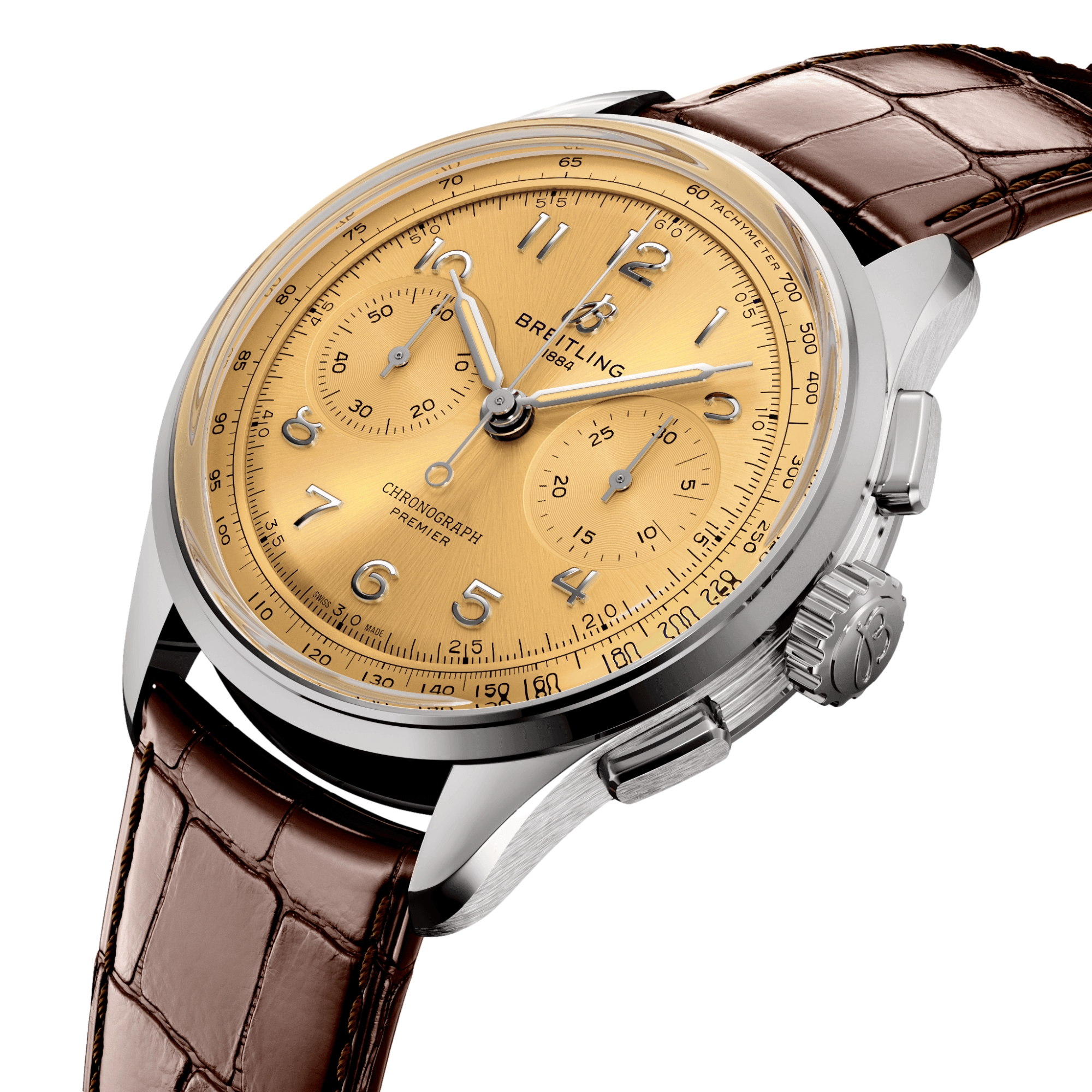 Premier B09 Chronograph 40mm Champagne Leather Strap Watch - Luxury Timepiece for Business Meetings & Formal Occasions
