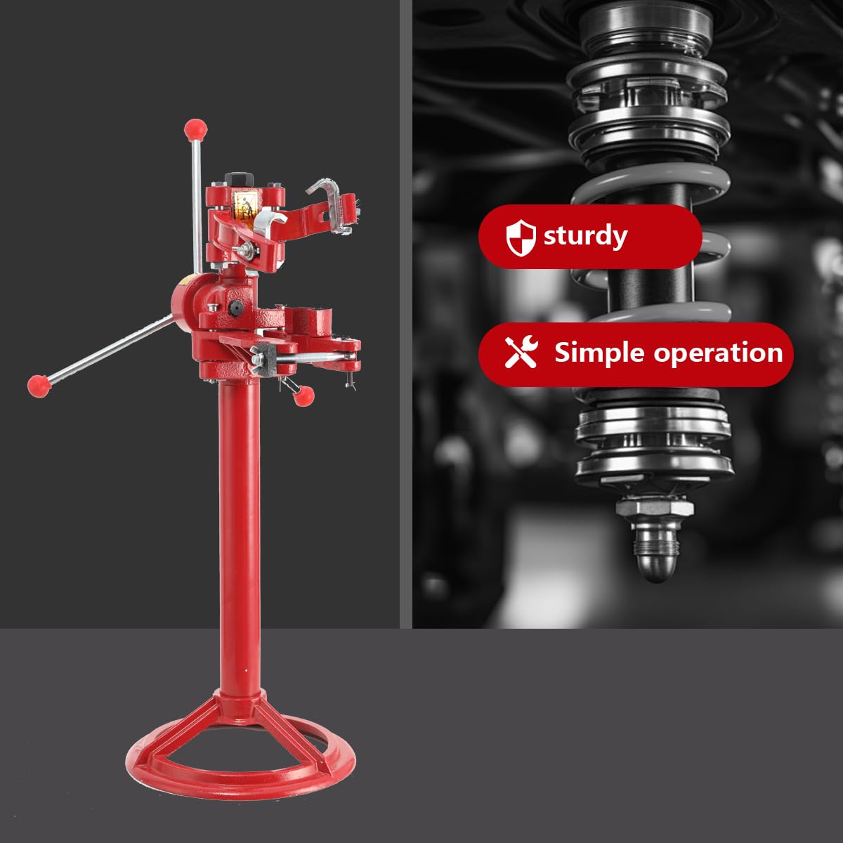 Auto Spring Compressor Tool - Heavy Duty 20 Inch Max Height Strut Coil Spring Press for Car Suspension Repair | Hand Operated Shock Spring Compressor Kit | Perfect for DIY Mechanics & Professional Auto Shops