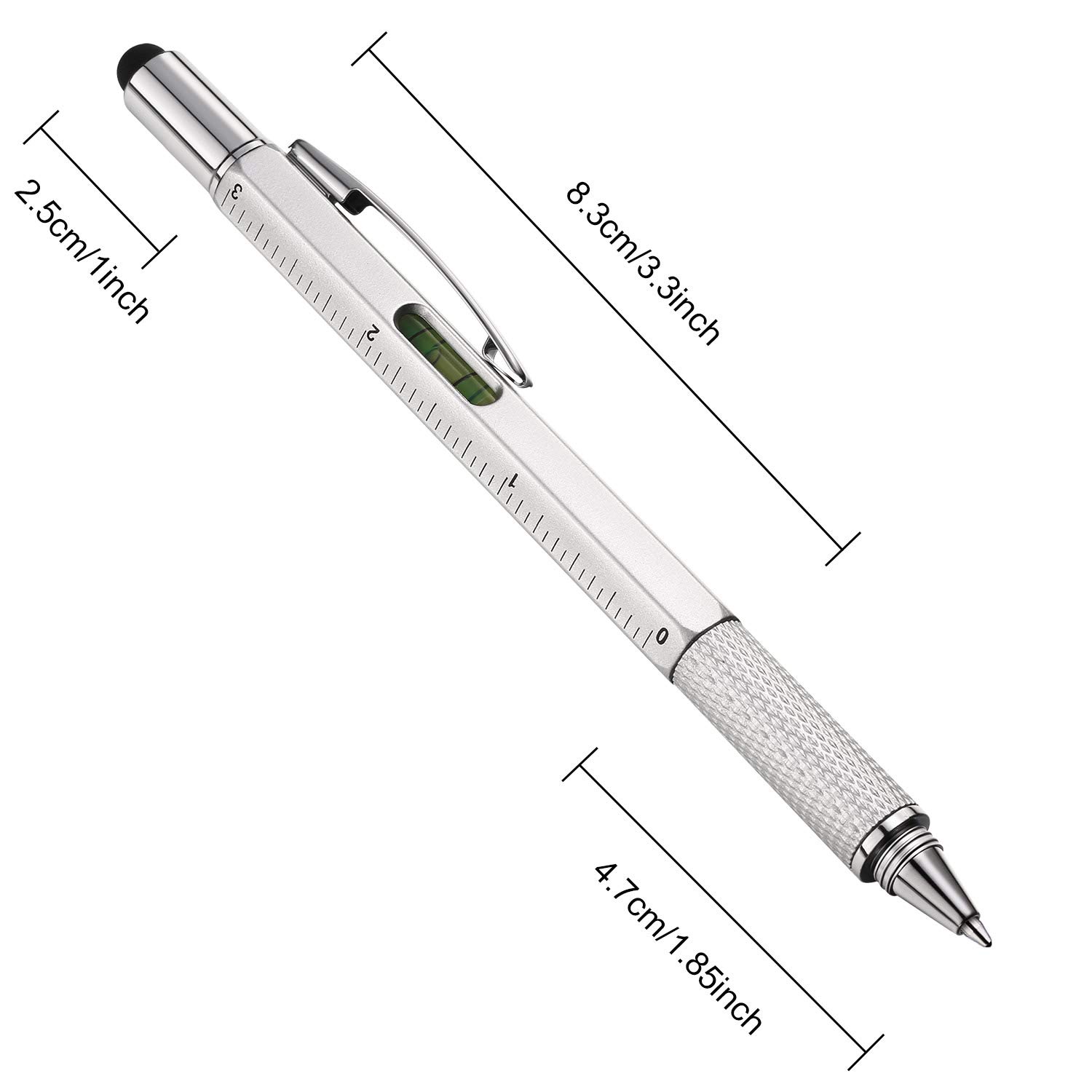 16-in-1 Multitool Pen with Ruler, Level Gauge & Ballpoint - Gold/Black/Silver/Yellow - Perfect Gift for Men, Professionals & DIY Enthusiasts - Great for Office, Workshop, Camping & Everyday Carry