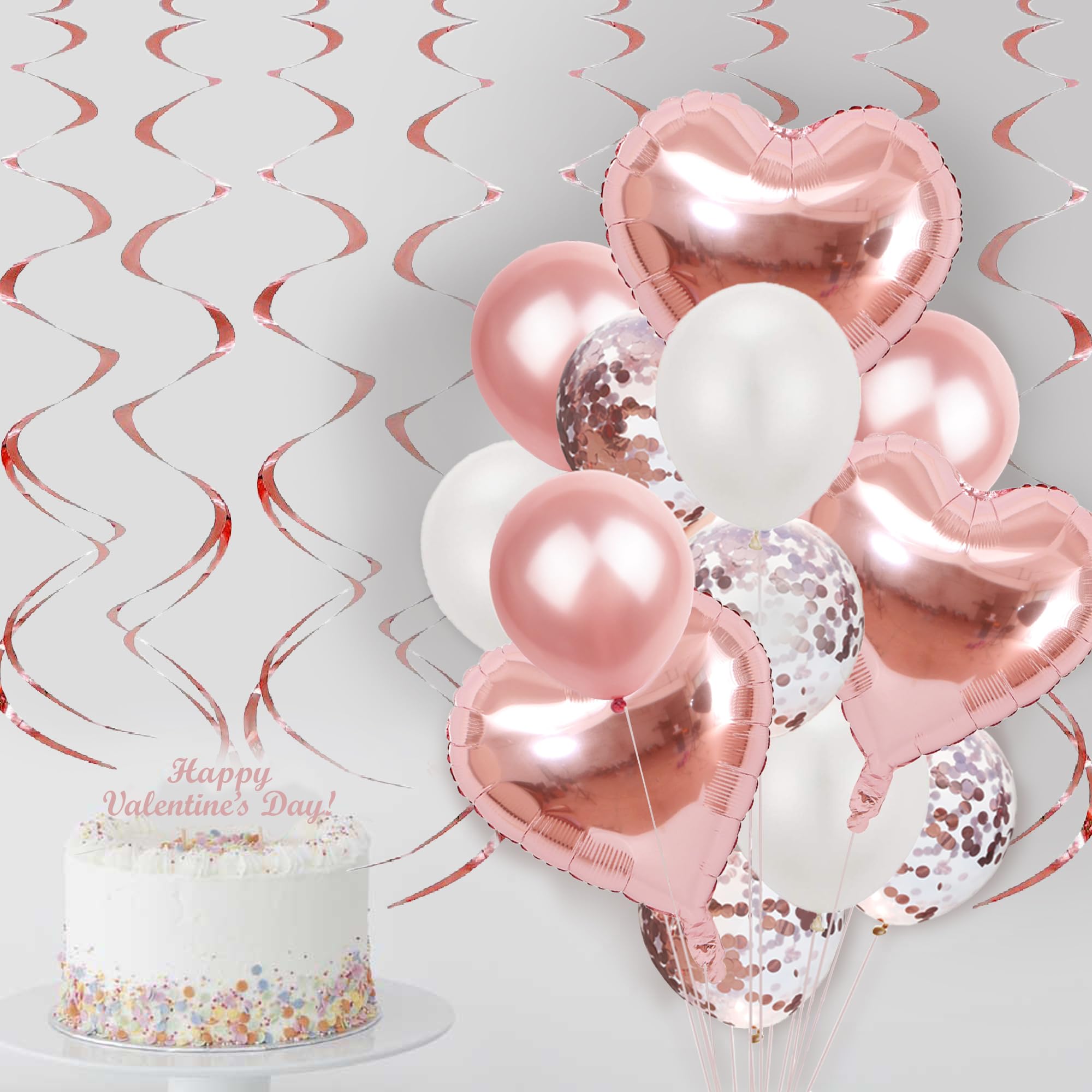 Rose Gold Party Decorations Kit - Valentine's Day, Galentine's Day & Birthday Supplies with Balloons, Tableware, Plates, Cups & Napkins | Perfect for Home Decor, Bachelorette Parties & Romantic Celebrations