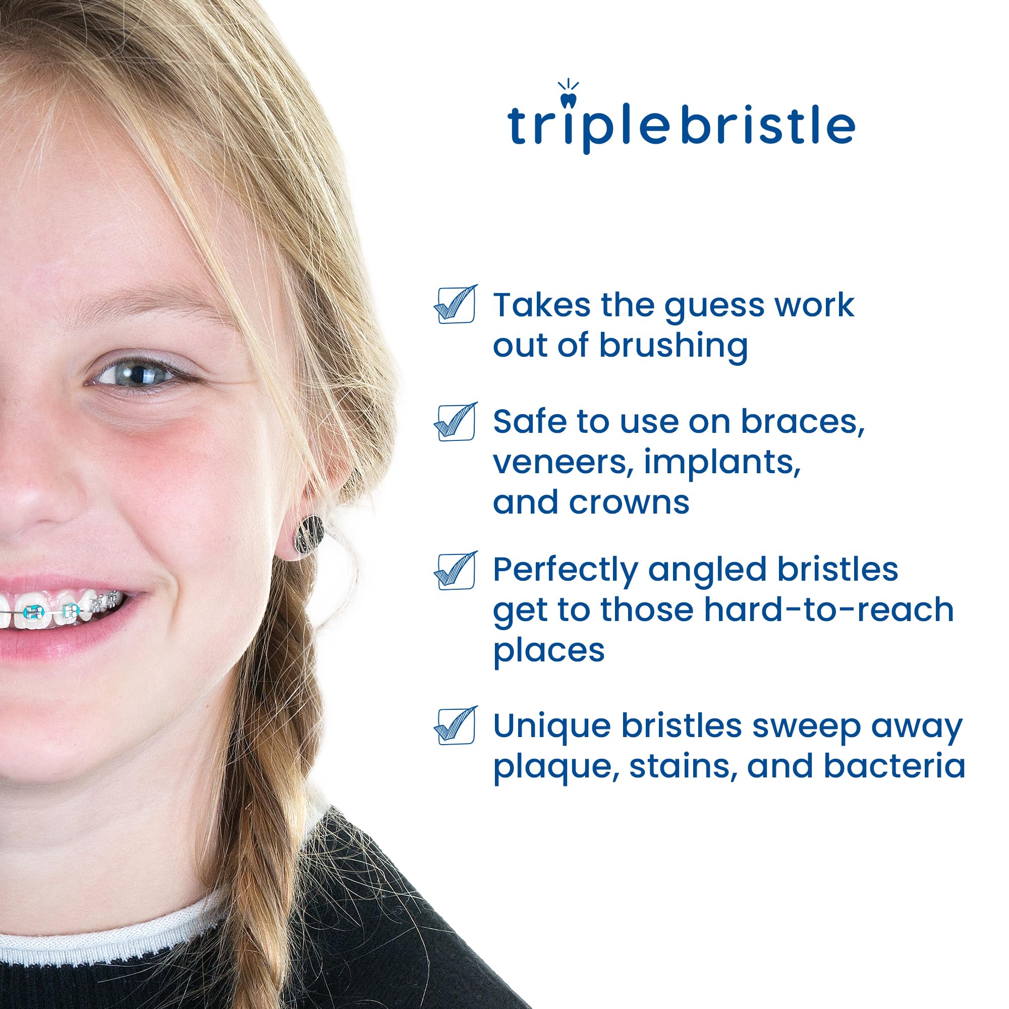 Triple Bristle Kids Electric Toothbrush - 3-Sided Sonic Toothbrush for Deep Cleaning Teeth & Gums | Dentist Recommended | Rechargeable Battery | Includes Fun Reward Stickers | Perfect for Kids Ages 3-12 | Ideal for Morning & Nighttime Brushing Routine