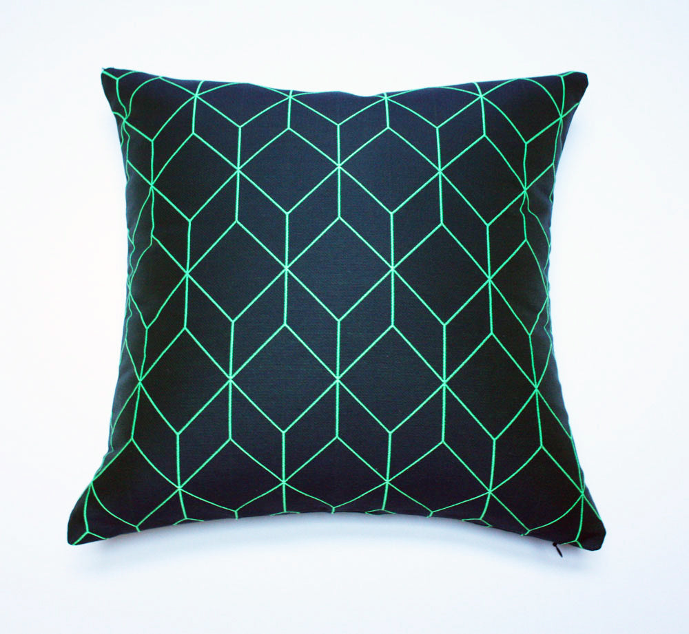 Maharam Bright Cube Lime Green Decorative Throw Pillow - Modern Home Accent for Living Room, Bedroom, or Office Sofa