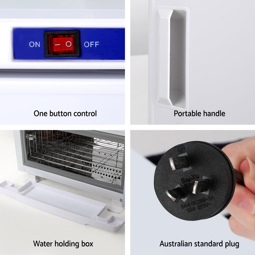 Devanti 16L Towel Warmer with UV Sterilization - Electric Heated Cabinet for Spa, Salon & Home Use - White (Perfect for Luxury Bathrooms, Hotels & Beauty Treatments)