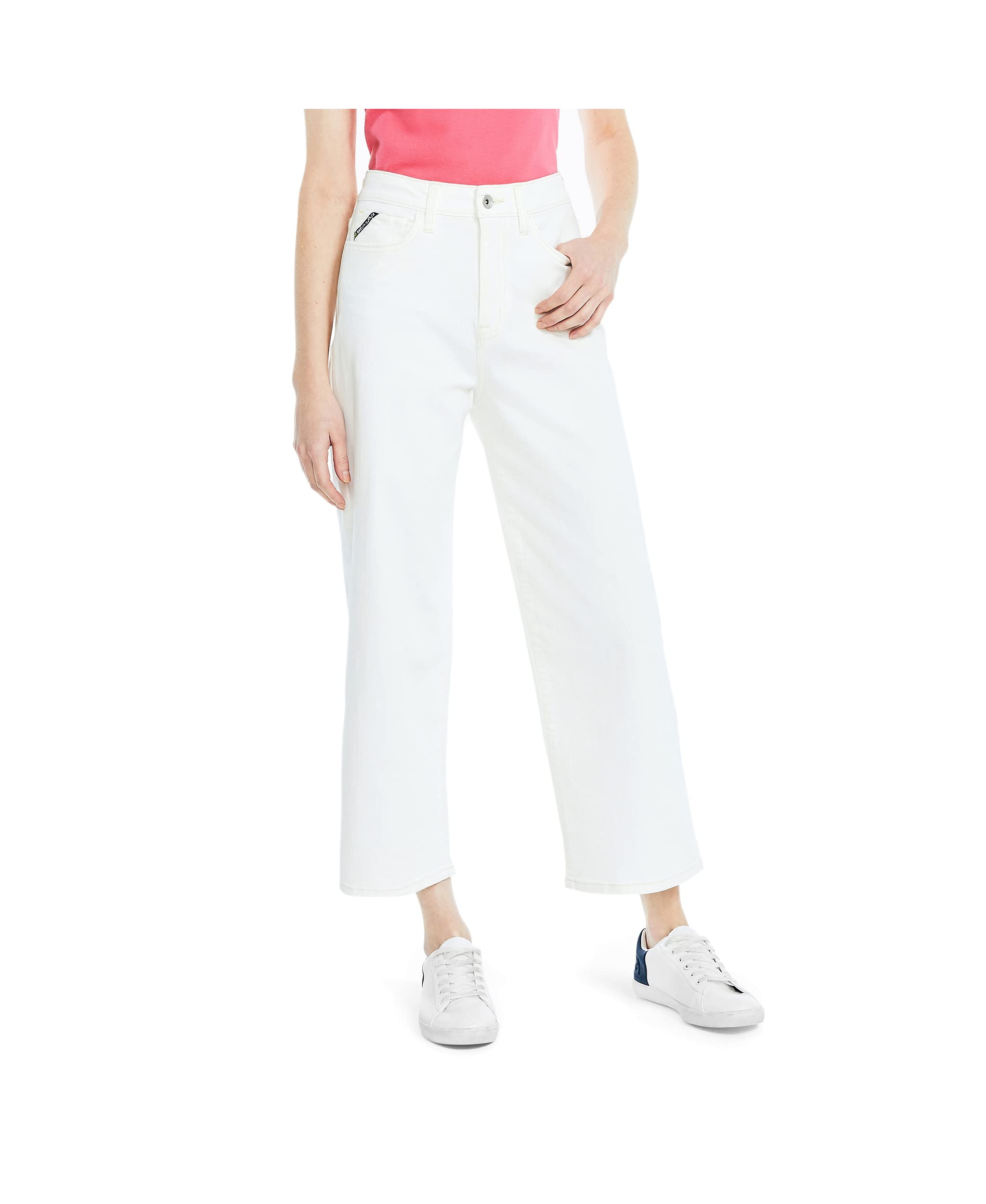 Nautica Women's High Rise Wide Leg Cropped Jeans - Comfortable Stretch Denim Pants for Casual Wear, Office & Weekend Outfits