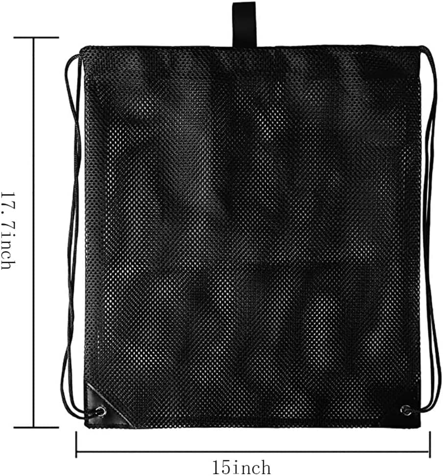 TBONTBY 3-Pack Drawstring Backpack Bags - 15 x 17.7 Inch Nylon Mesh Sports Gym Bags for Basketball, Soccer, Tennis Equipment & Gear Storage - Perfect for School, Travel & Workout Organization
