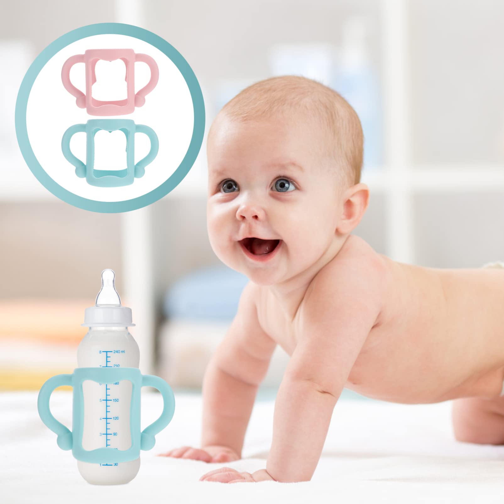 Kisangel 2-Pack Universal Silicone Baby Bottle Handles for Kids - Non-Slip Grip for Safe Feeding - Perfect for Infants, Toddlers & Travel Use
