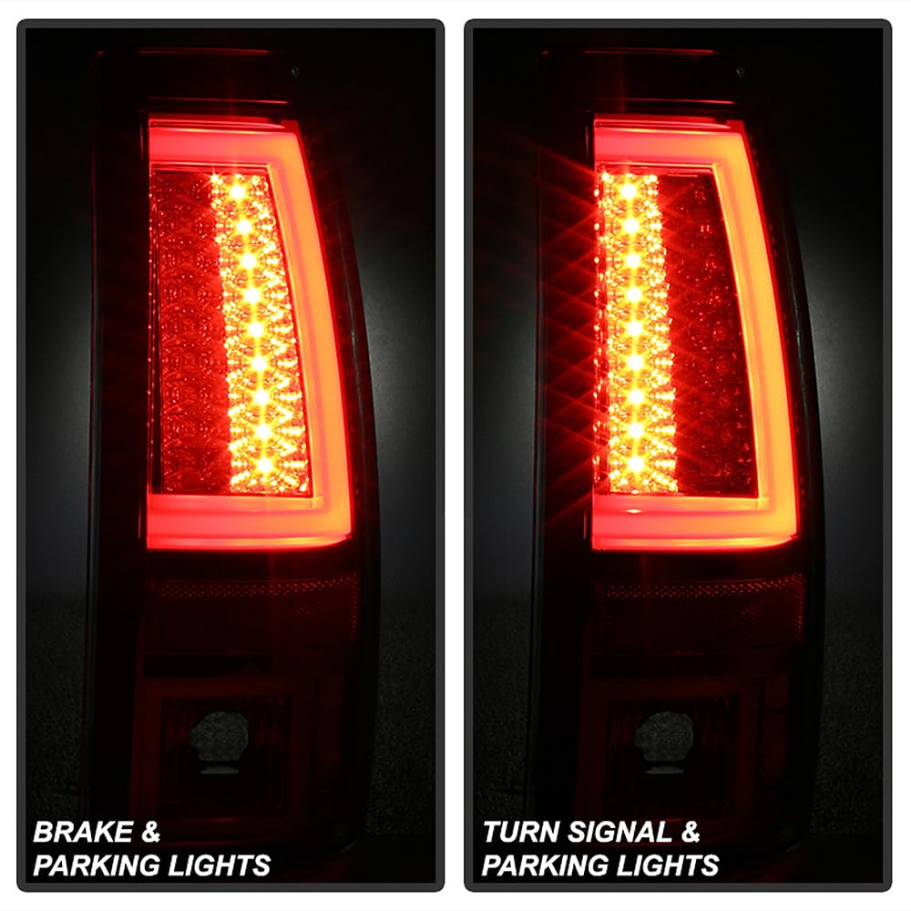 ACANII LED Tail Lights for 2003-2006 Chevy Silverado 1500/2500HD/3500 - Chrome Tube Brake Lamp Assembly Pair (Left+Right) - Durable & Bright Replacement for Improved Night Visibility