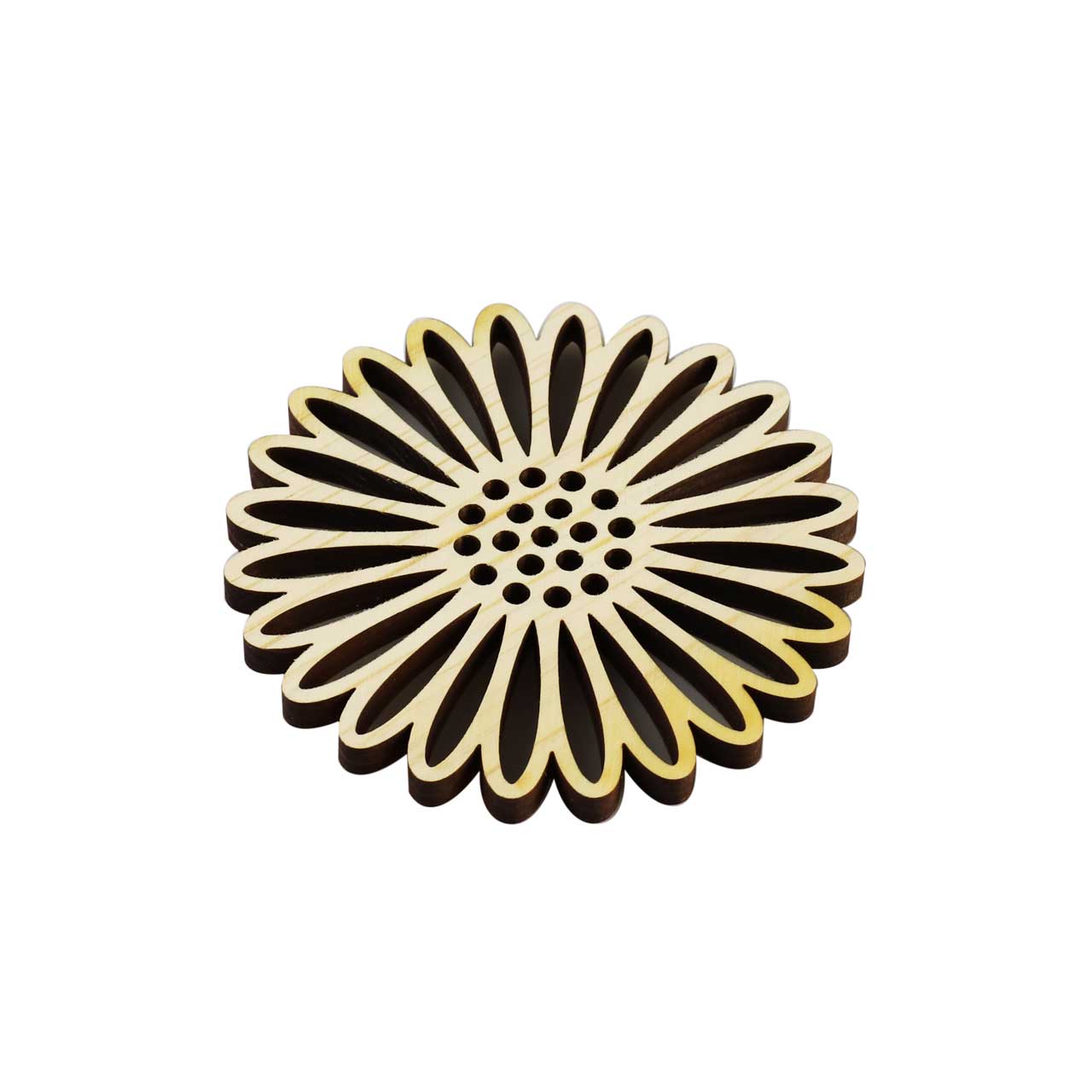 Premium Hinoki Wood Coasters Set - Japanese Cypress with Sunflower Design, Natural Wood Drink Coasters for Hot & Cold Beverages, Perfect for Home, Office, or Restaurant Use