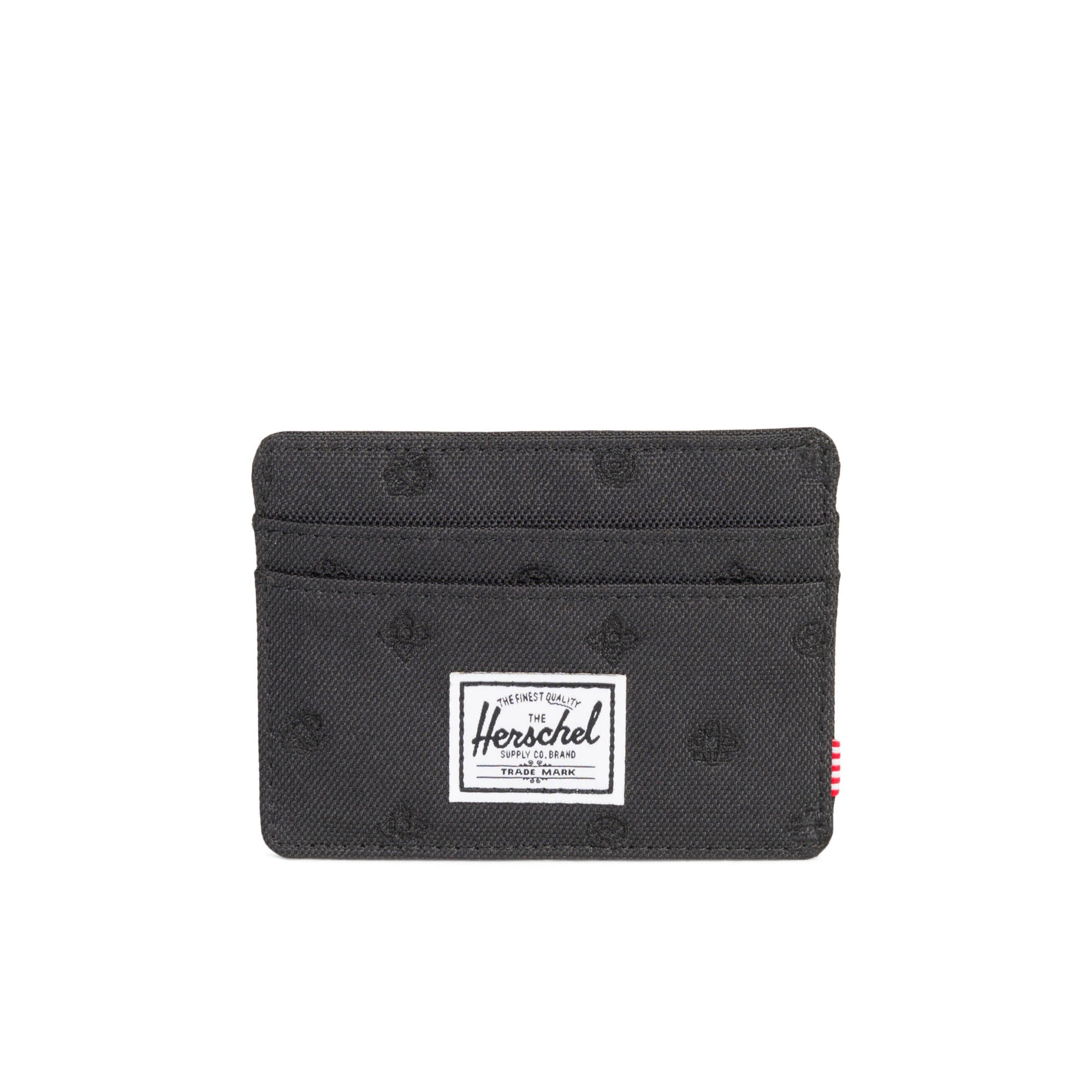 Herschel Charlie Wallet - Black Paisley Embroidery Design | Slim RFID Blocking Bifold Wallet for Men & Women | Perfect for Travel, Work & Everyday Use
