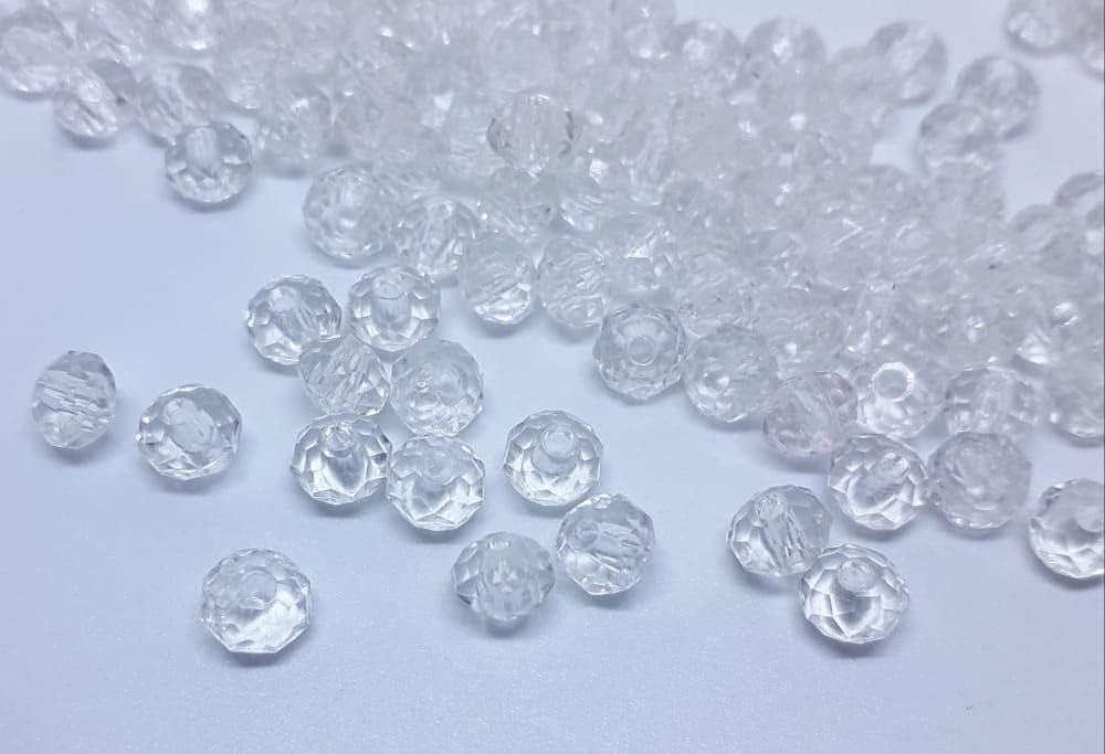 AAASAH® 8mm White Crystal Plastic Fancy Cutting Beads - 200pcs for Jewelry Making, DIY Crafts, and Home Decor Projects