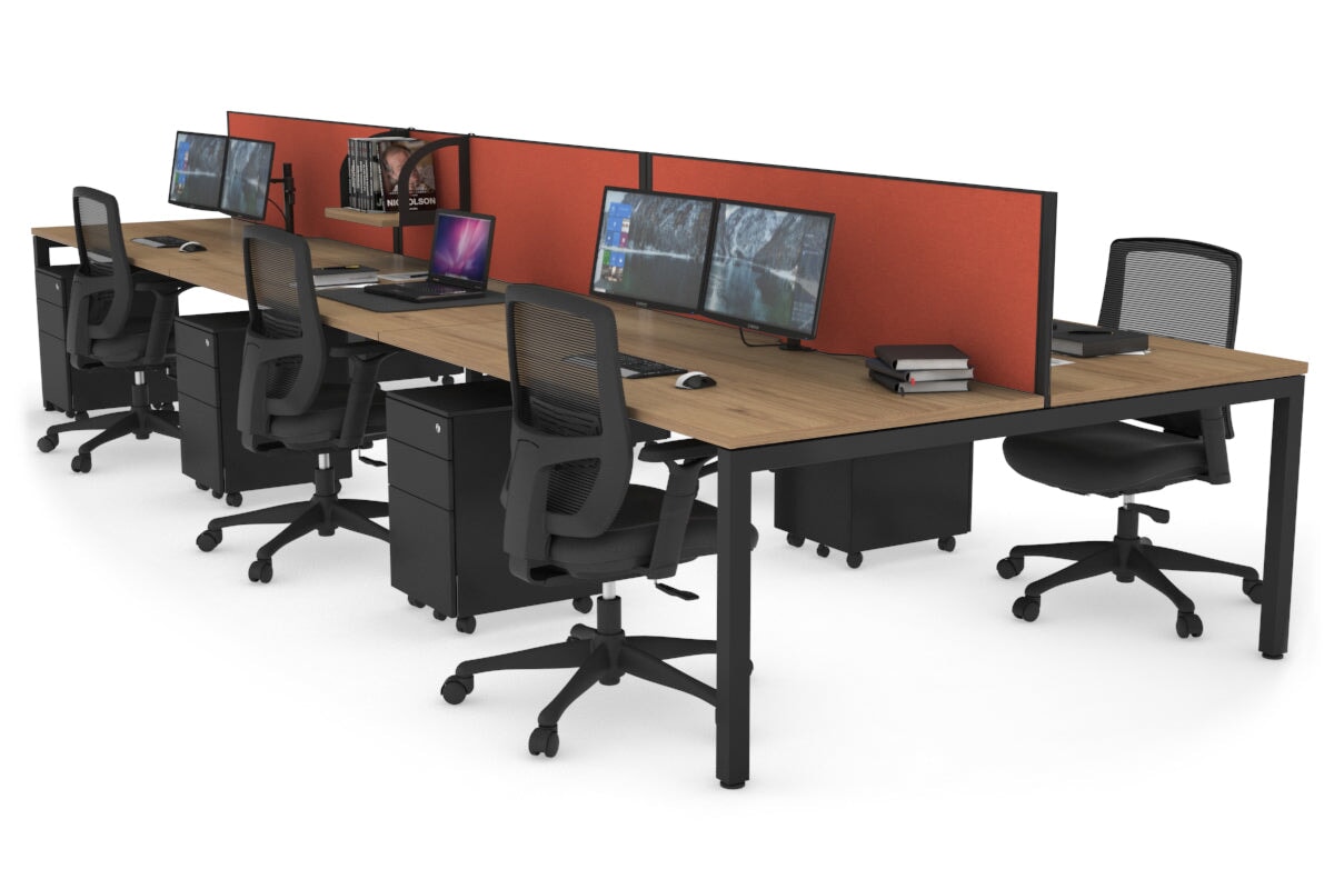 Quadro Square Legs 6-Person Office Workstation - 1800L x 800W with Cable Management - Ideal for Collaborative Workspaces & Open Office Environments