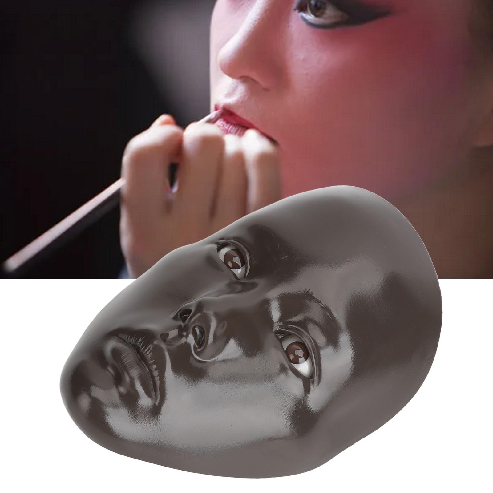 Dark Skin Full Face Makeup Mannequin Board with Stand for Cosmetics Practice - Salon & Beauty Training
