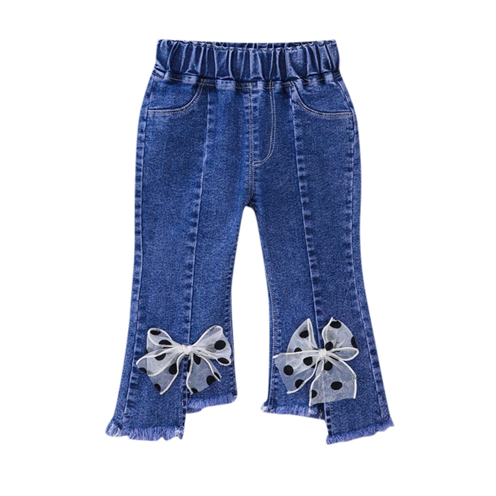 Baby Girls' Denim Jeans - Soft Stretch Elastic Waist Toddler Pants (6-24 Months) - Comfortable Playtime & Casual Outfit for Little Girls