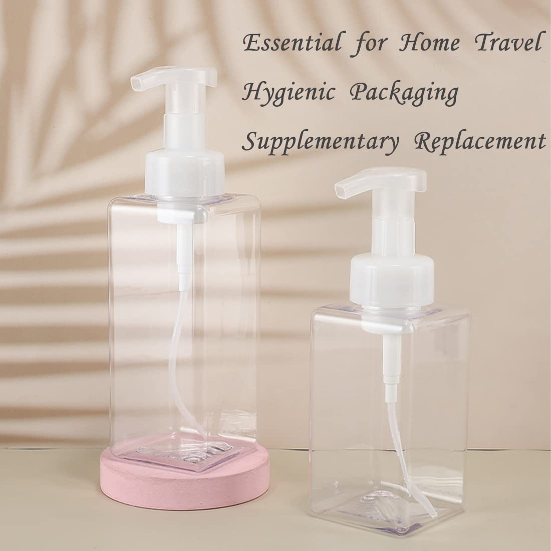 450ml (16oz) Refillable Foaming Soap Dispenser - Modern Square Pump Bottle for Shampoo, Body Wash & Liquid Soap | PETG Plastic Empty Soap Dispenser for Kitchen, Bathroom, Hospital & Clinic | 2-Pack Clear | Perfect for Home, Office & Commercial Use