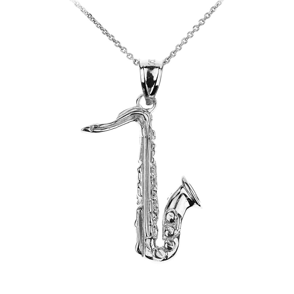 925 Sterling Silver Music Charm Saxophone Pendant Necklace for Women - Elegant Saxophone Jewelry Gift for Musicians, Music Lovers & Jazz Enthusiasts - Perfect for Concerts, Performances & Special Occasions