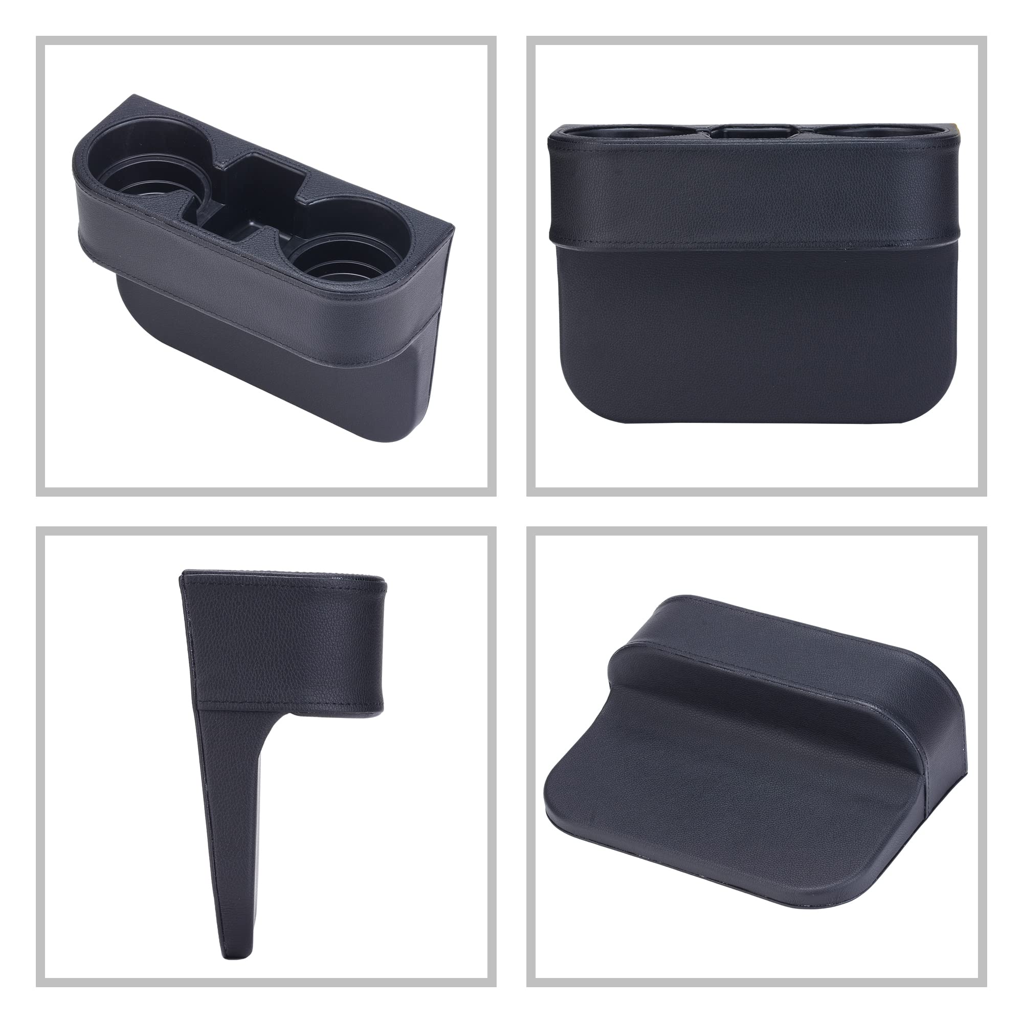 Premium Black Multifunctional Car Cup Holder & Seat Gap Organizer - Phone & Bottle Storage with Stylish Black Stitching | Perfect for Road Trips, Commuting & Travel Accessories