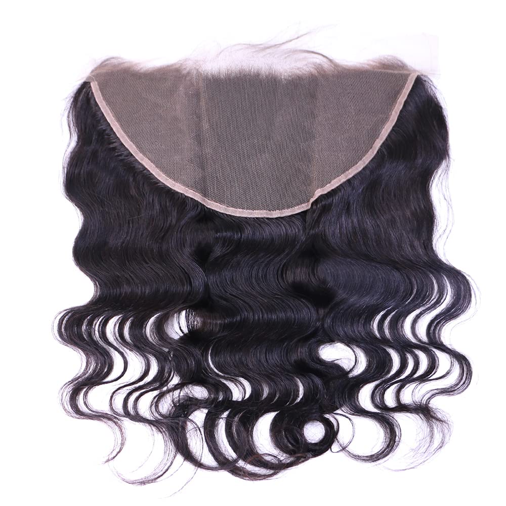 13x6 Brazilian Virgin Body Wave Lace Frontal Closure - 150% Density Human Hair Extensions with Bleached Knots & Baby Hair | Queen Hair Products | Natural Color 12 Inches | Perfect for Protective Styles, Weaves & Everyday Glam