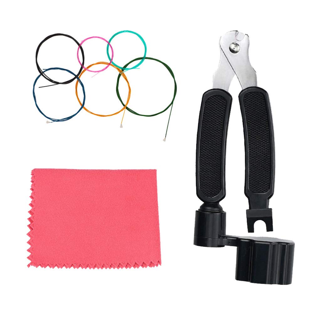 Milisten Guitar Maintenance Kit - 1 Set Includes Cleaning Cloth, Restringing Tools, Bridge Pin Puller & Plastic Needles (15pcs) - Perfect for Guitar Care, String Replacement & Instrument Maintenance