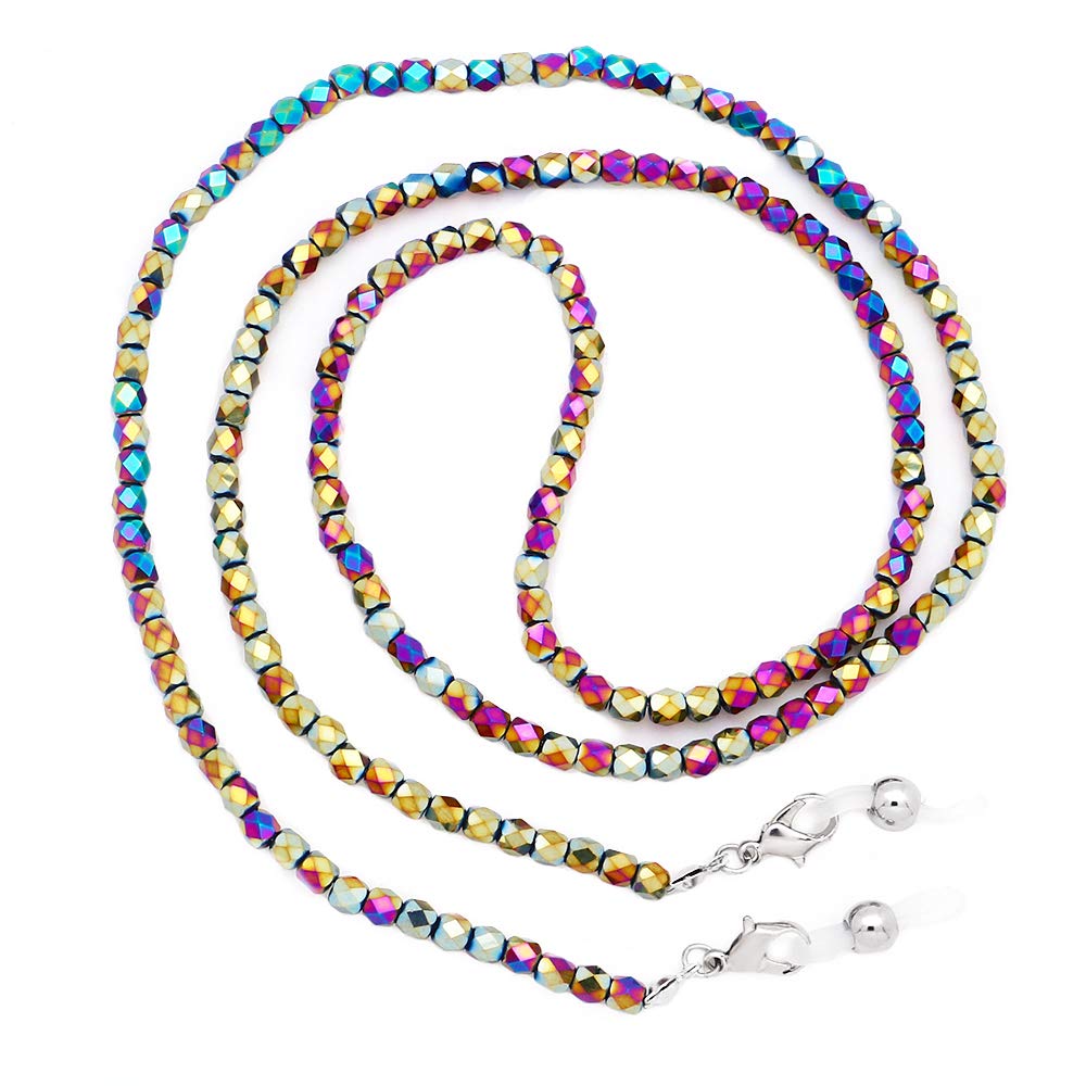 Fashionable Eyeglass Chain with Glass Beads - Adjustable Sunglasses Holder & Mask Lanyard for Women & Men - Perfect for Reading, Driving, and Outdoor Activities