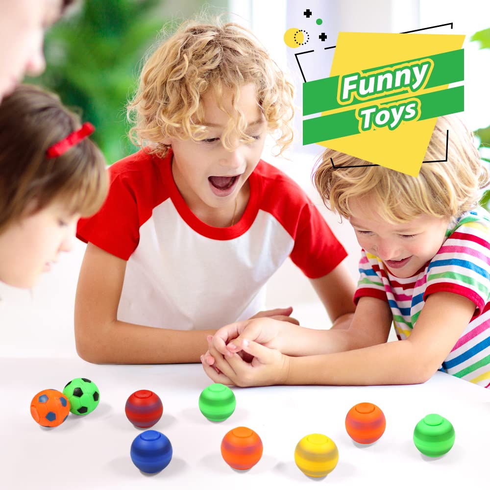 34PCS Mini Fidget Spinners Soccer Balls - Stress Relief Toys for Kids & Adults, Rotatable Finger Toys for Classroom Prizes, Party Favors, Birthday Gifts - Fun Sensory Toys for Anxiety Relief, Office Desk Toys & ADHD Focus Tools