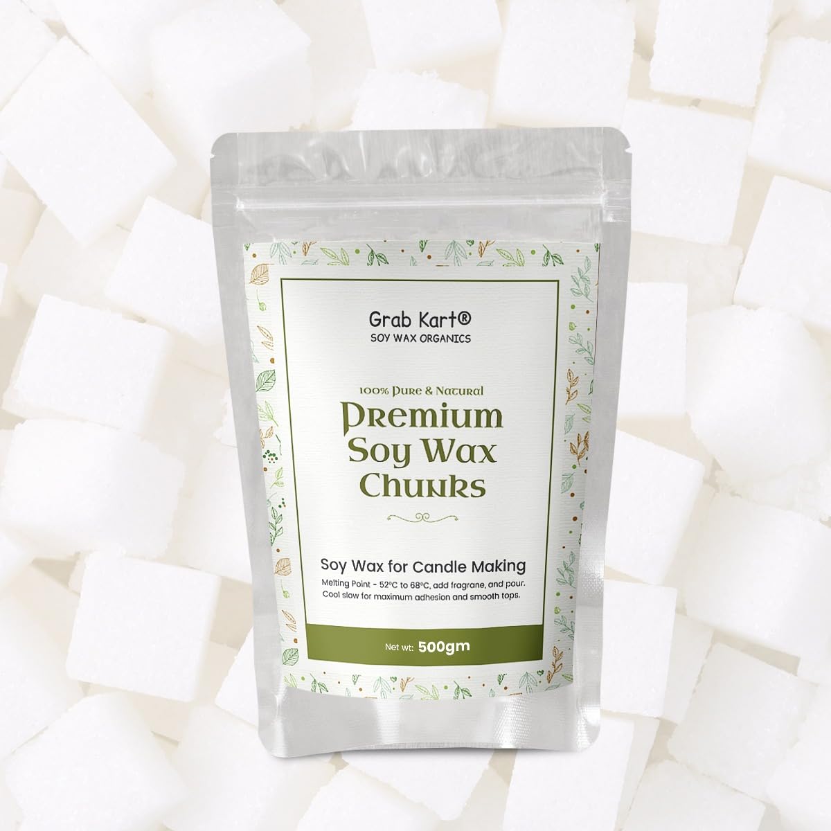 Premium Soy Wax Flakes for Candle Making - 500g Natural, Eco-Friendly Vegetable Wax Chunks (High-Grade Candle Wax Raw Material) - Perfect for DIY Candles, Aromatherapy, and Home Decor