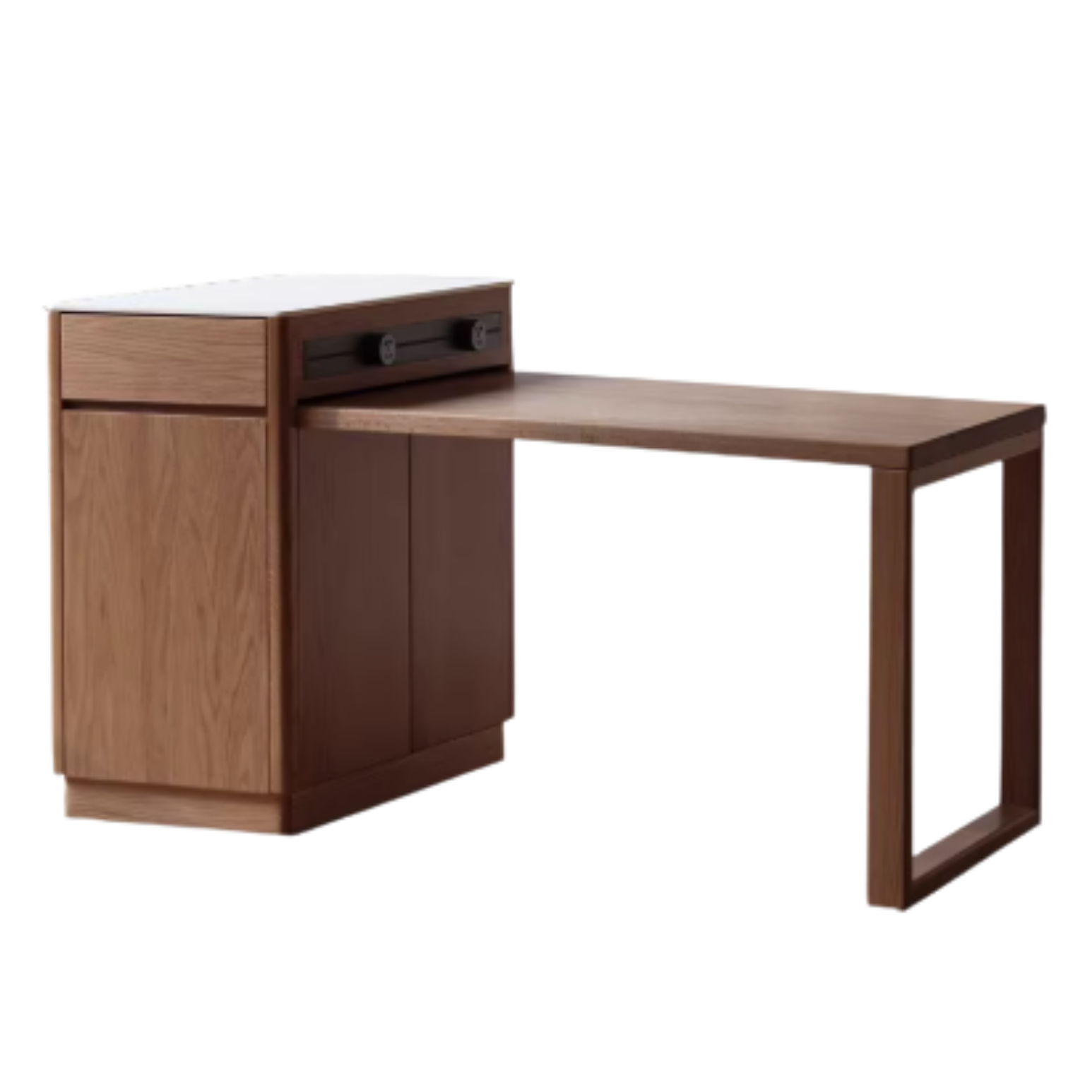 Solid Oak Wood Extendable Dining Table for Kitchen Island - Expandable Farmhouse Style Table for Dining Room, Breakfast Nook & Small Spaces