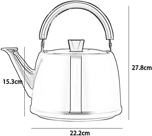 Stainless Steel Whistling Tea Kettle - 5L Large Capacity, 304 Stainless Steel, Induction & Gas Stove Compatible - Perfect for Home Kitchen, Camping & Office Tea Brewing