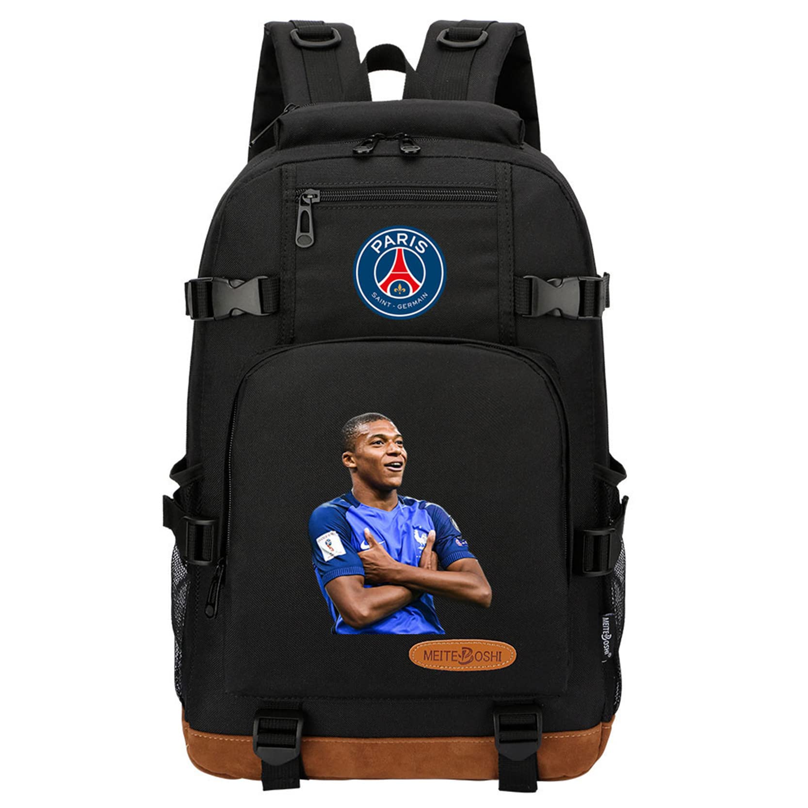 Gengx Kids Teens Football Stars Backpack - Kylian Mbappe Themed Lightweight School Backpack for Boys & Girls - Perfect for School, Travel, Sports & Outdoor Adventures