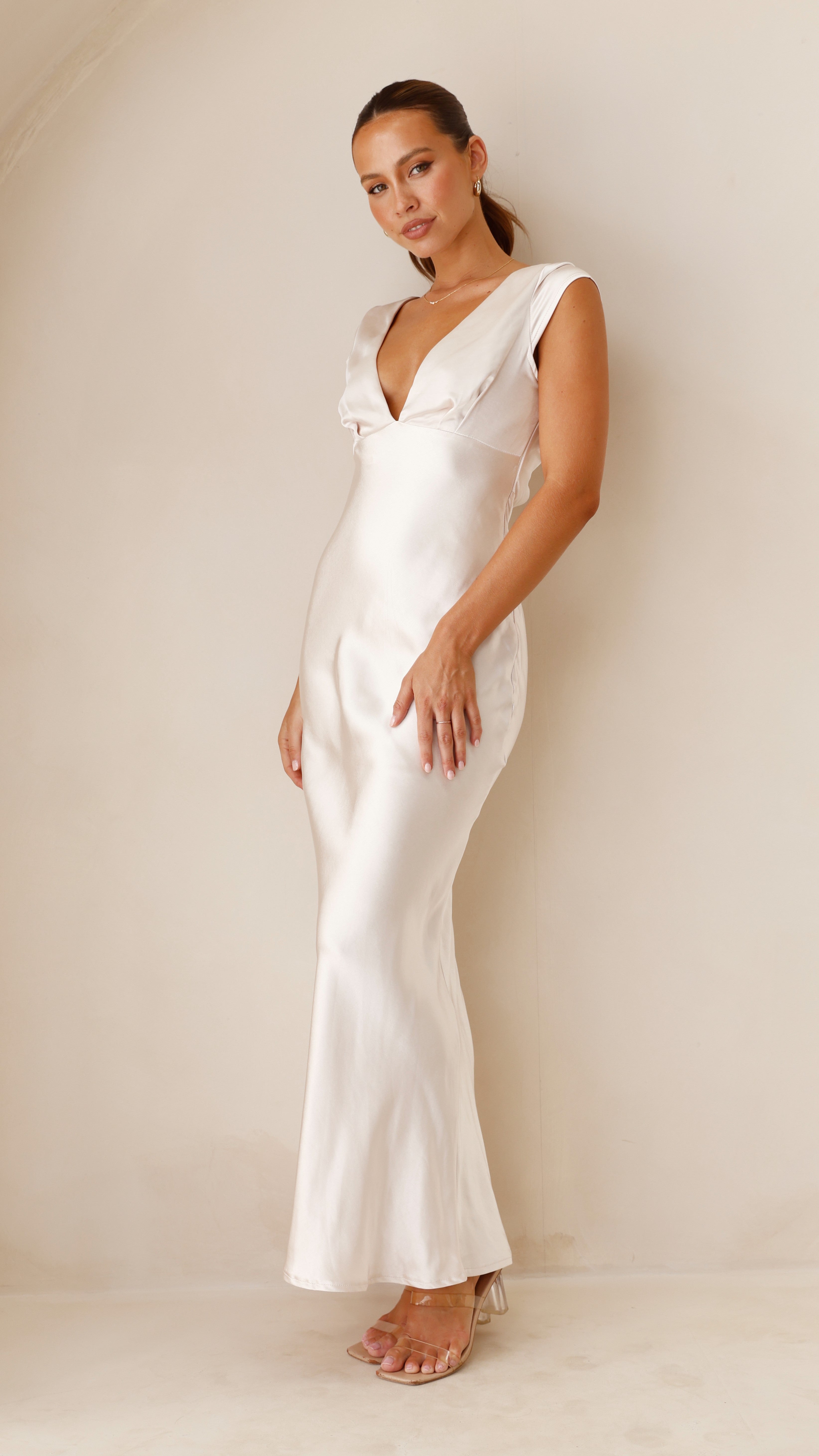 Amelia Maxi Dress Champagne - Elegant Long Formal Evening Gown for Women | Perfect for Weddings, Parties & Special Occasions
