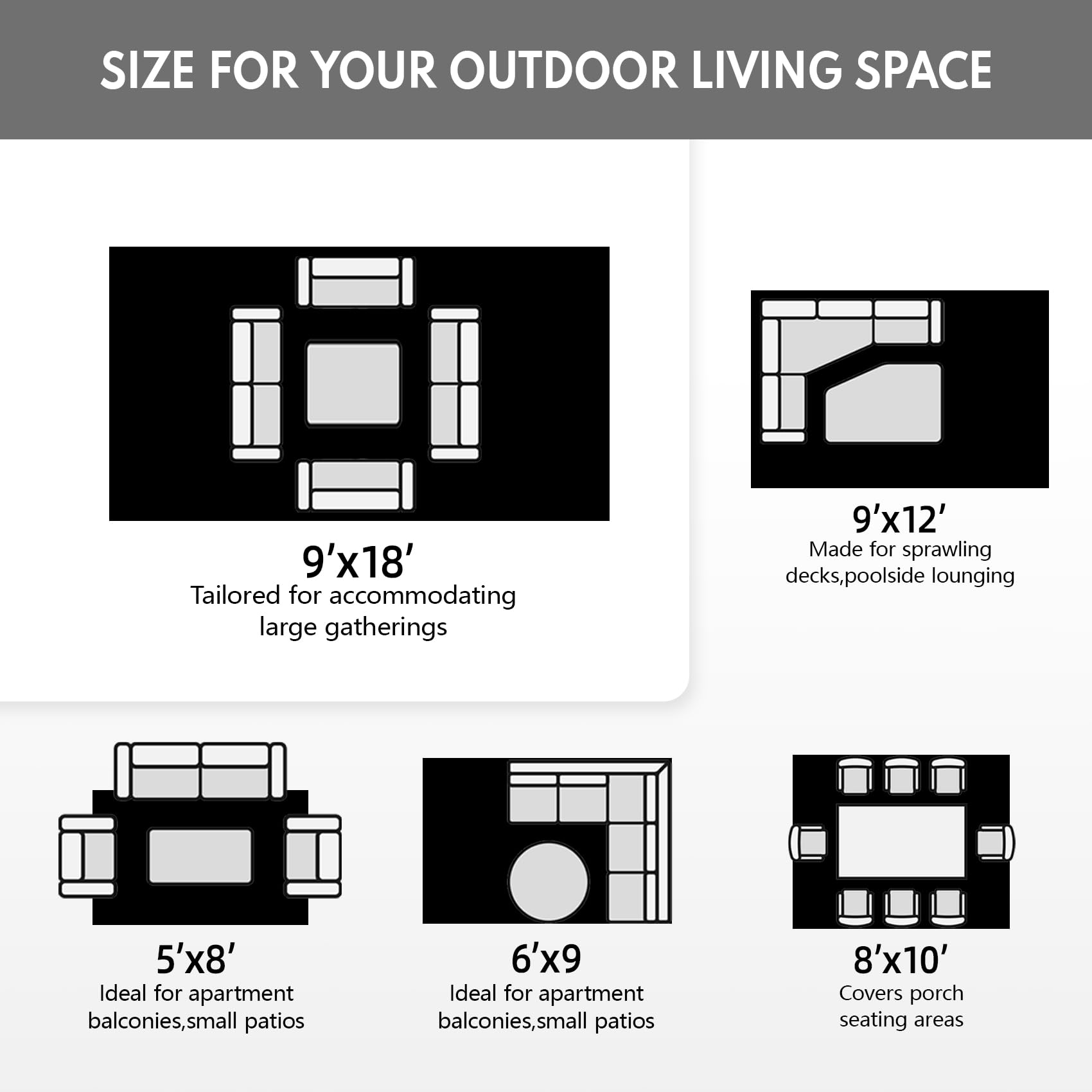 WikiWiki Outdoor Rugs 9x18 - Waterproof & Portable Camping Mats for RV, Patio, Deck, Balcony, Pool - Large Indoor/Outdoor Plastic Straw Rugscape Series - Perfect for Camping, Picnics & Backyard Gatherings