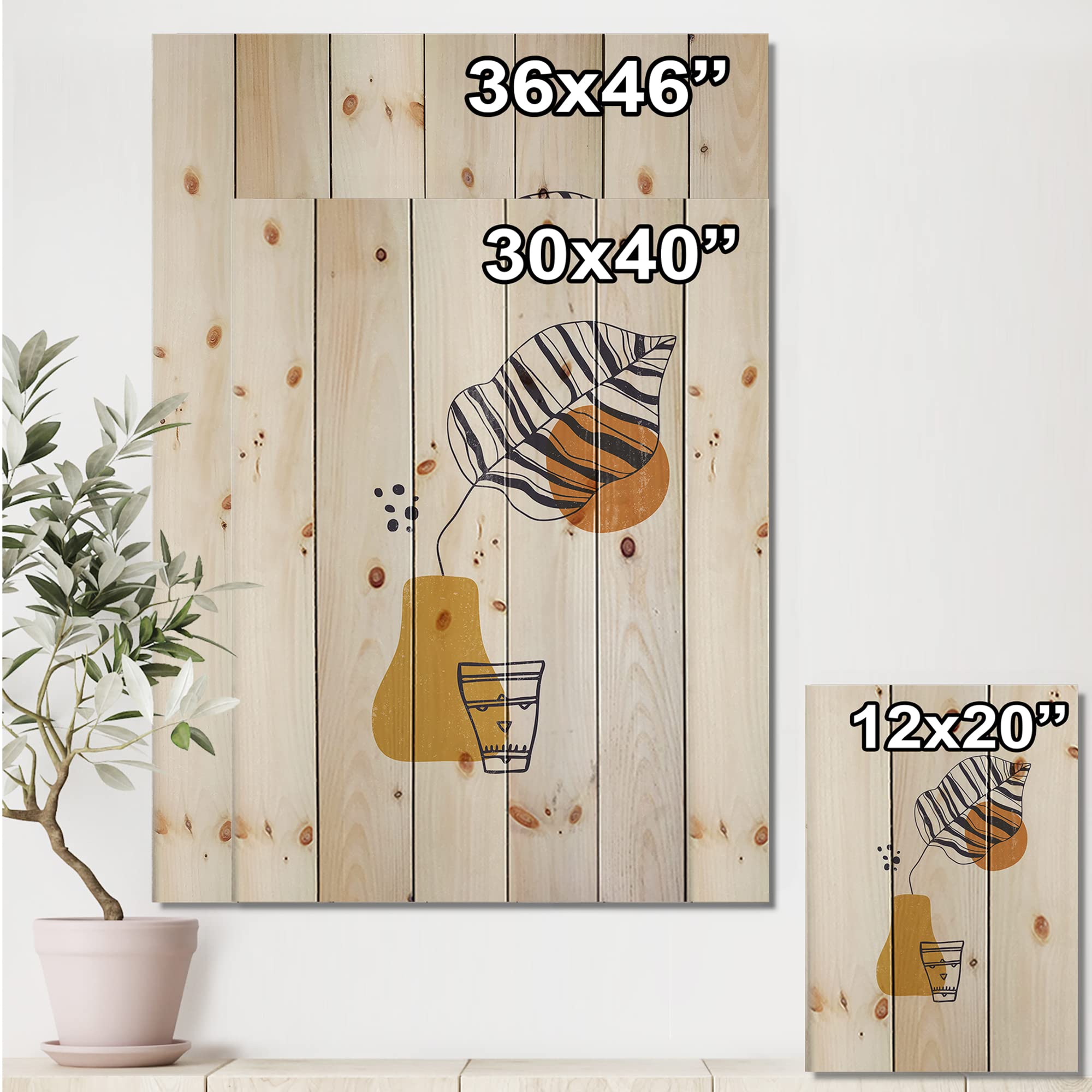 Botanical Leaf Wood Wall Art - Modern Blue Floral Pine Decor for Living Room