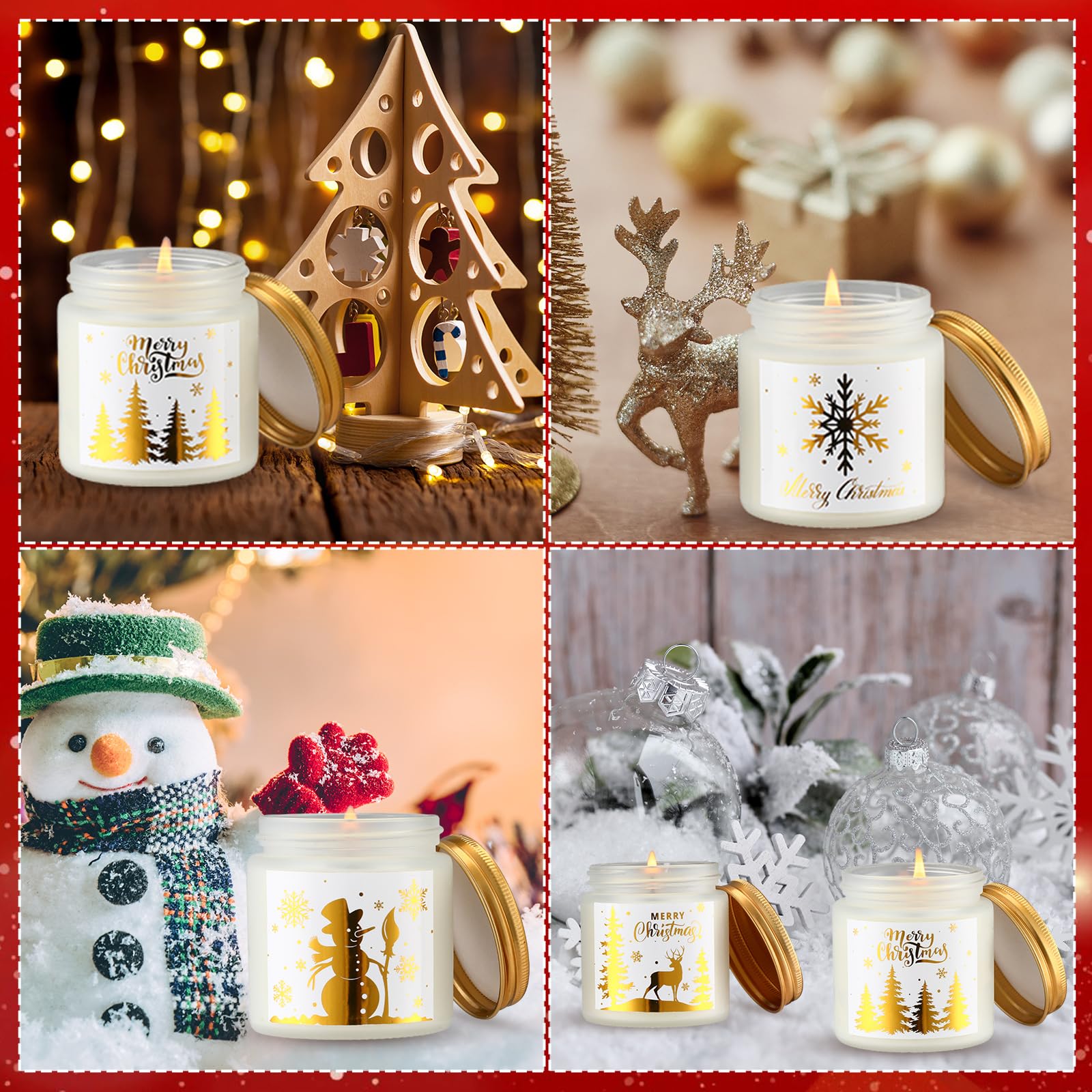 MTLEE 10-Piece Christmas Candle Gift Set - 10 Fragrant Scented Candles for Aromatherapy, Holiday Decor & Festive Gifts for Women (Golden Lid) - Perfect for Home Decor, Relaxation & Christmas Party Ambiance