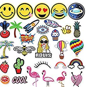 25-Pack Iron On Patches for DIY Clothing Repair & Customization - Assorted Designs for Jackets, Jeans, Bags & More