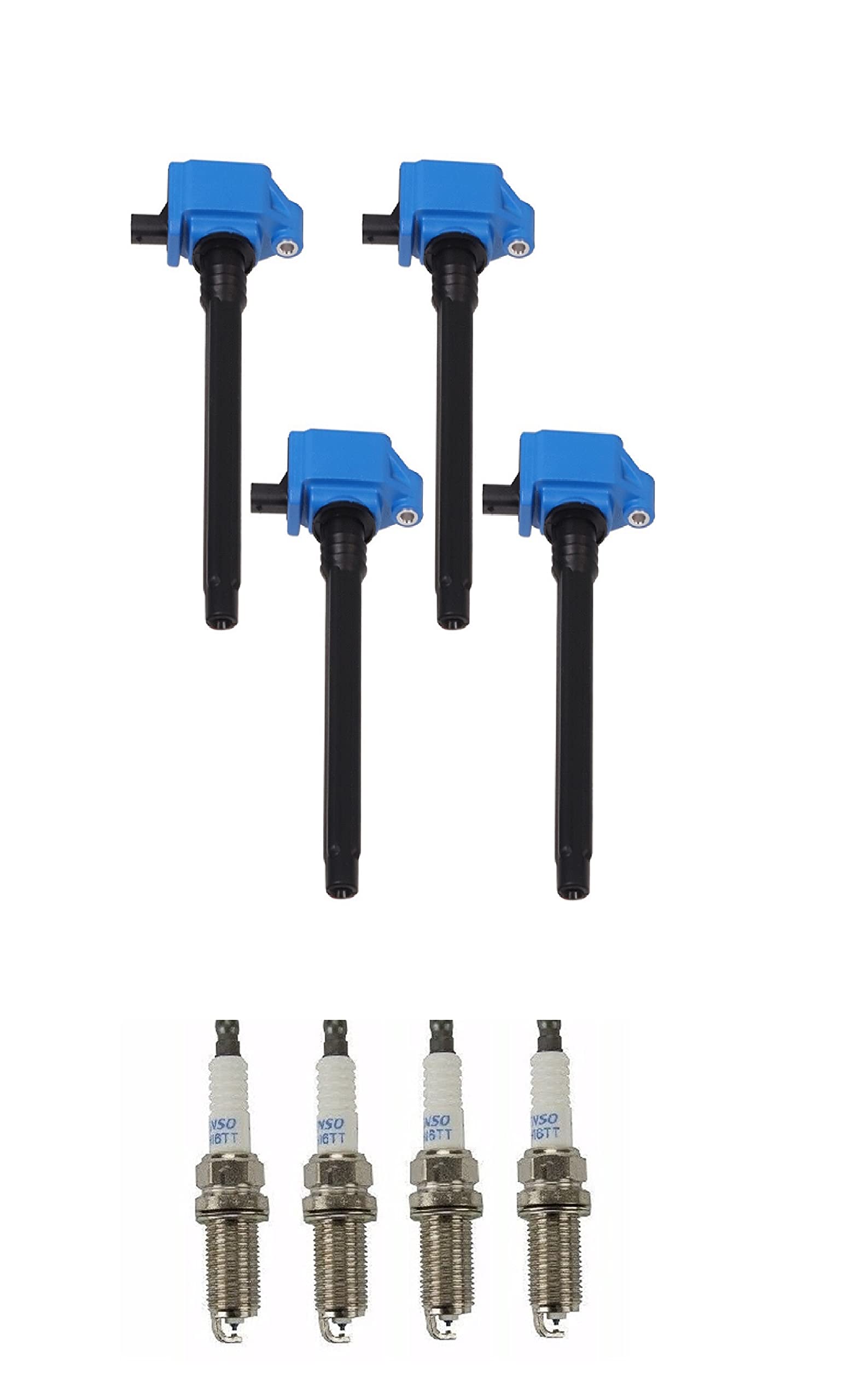 4-Piece Blue Ignition Coil Pack & Spark Plugs Set Compatible with Dodge Dart 2.0L L4 2013-2016 - High Performance Engine Replacement Parts for Smooth Acceleration & Fuel Efficiency