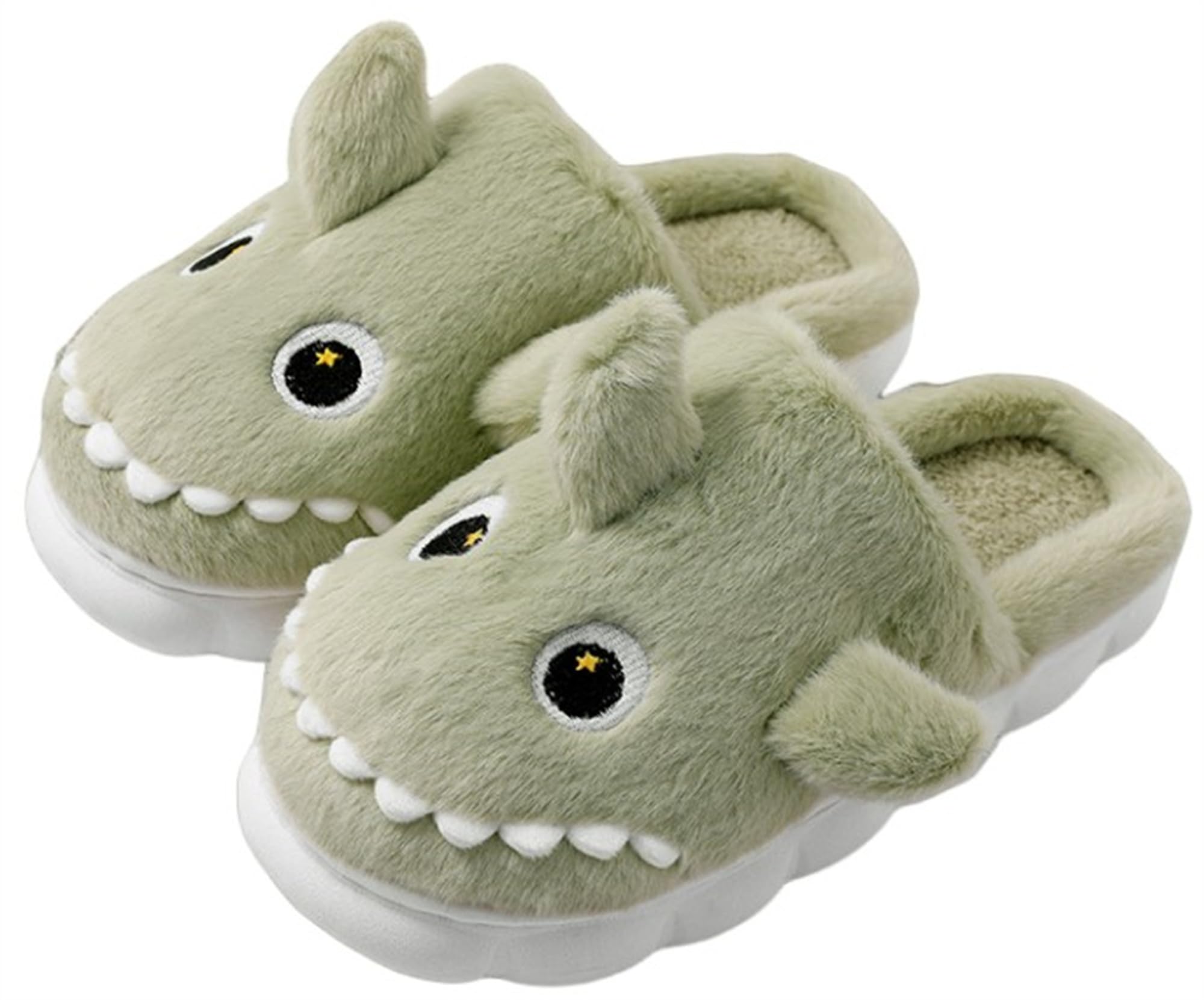 Women's Cotton Dinosaur Slippers - Cozy Plush Animal House Shoes for Indoor Comfort - Perfect for Relaxing at Home, Lounging & Gift Giving