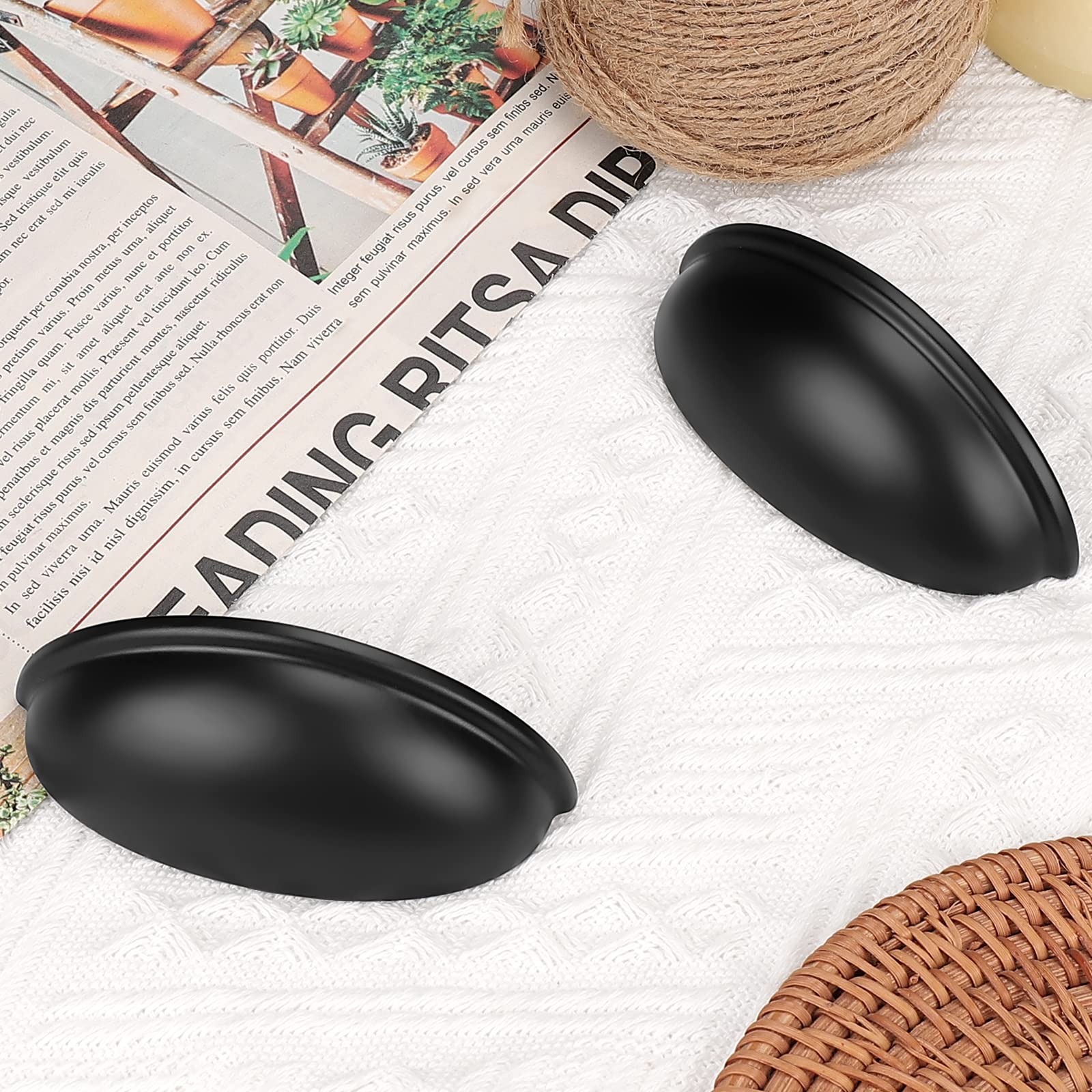 Probrico 20 Pack 3 Inch Black Cabinet Drawer Pulls - Half Moon Cup Handles for Kitchen Cabinets, Dressers & Furniture (3