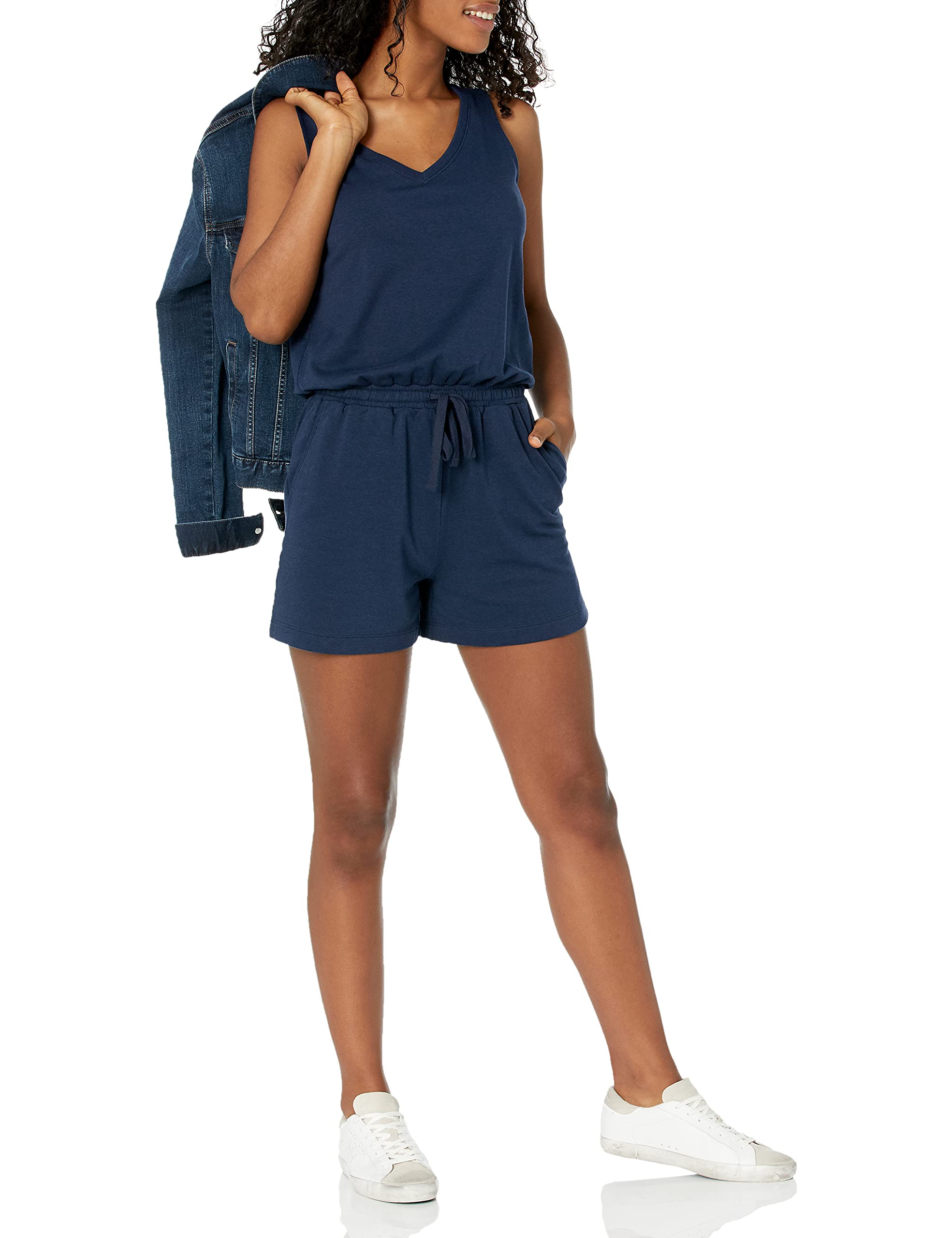 Amazon Essentials Women's Studio Terry Romper - Soft Lounge Wear for Women, Comfortable Sleepwear & Casual Outfit - Perfect for Home Relaxing, Yoga, and Weekend Errands