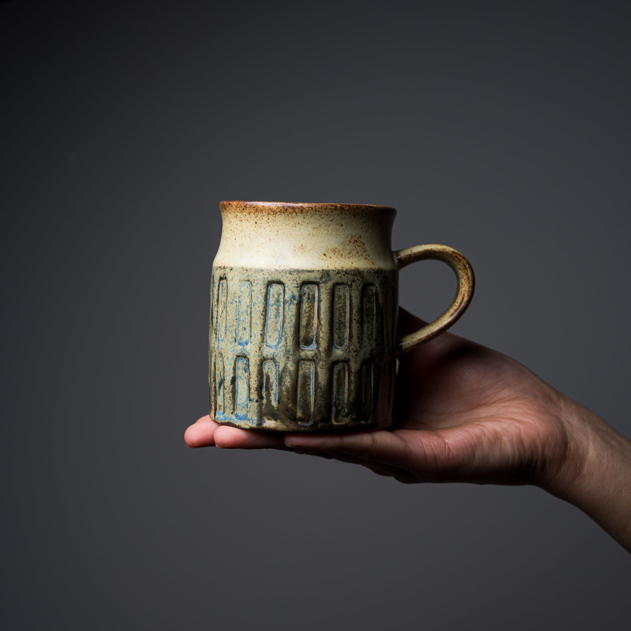 Seto Ware KASHIWA Vertical Line Ceramic Mug Cup - 270ml (9oz) Japanese Tea Coffee Cup - Perfect for Home, Office & Gift Giving